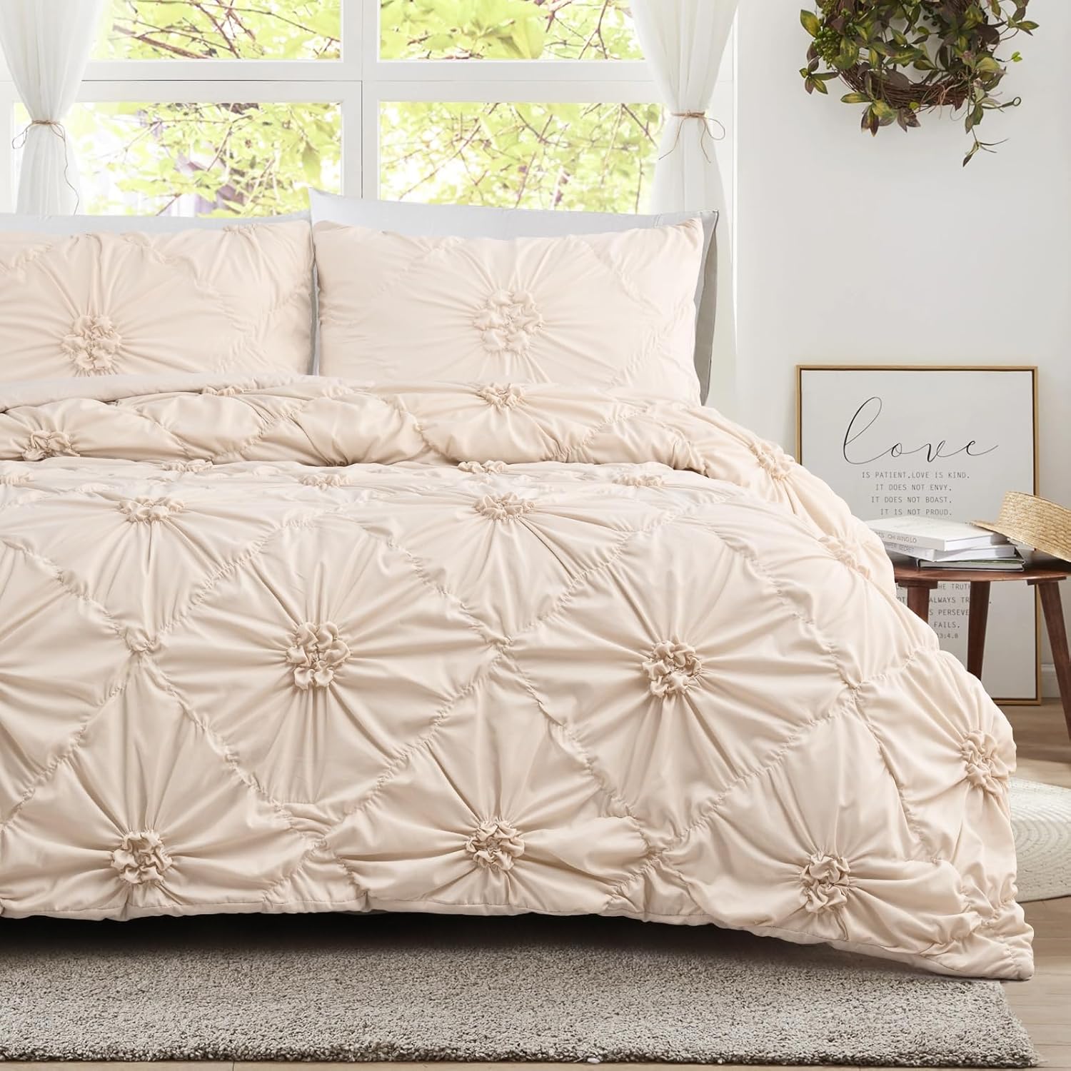 Uspring King Size Floral Quilt Set with Pillow Shams
