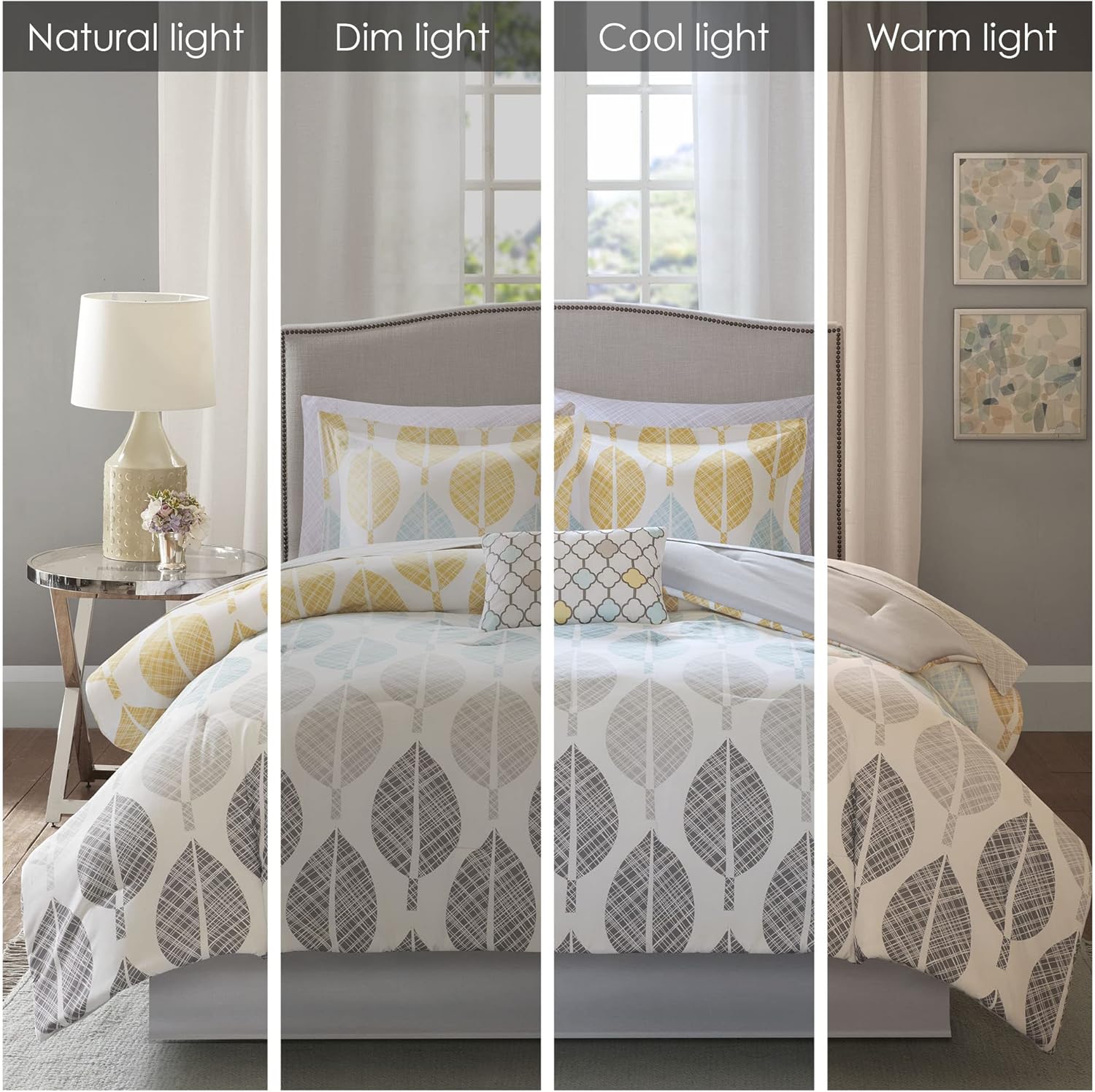 Madison Park Cozy Bed in a Bag Comforter Set Queen Leaf YellowAqua
