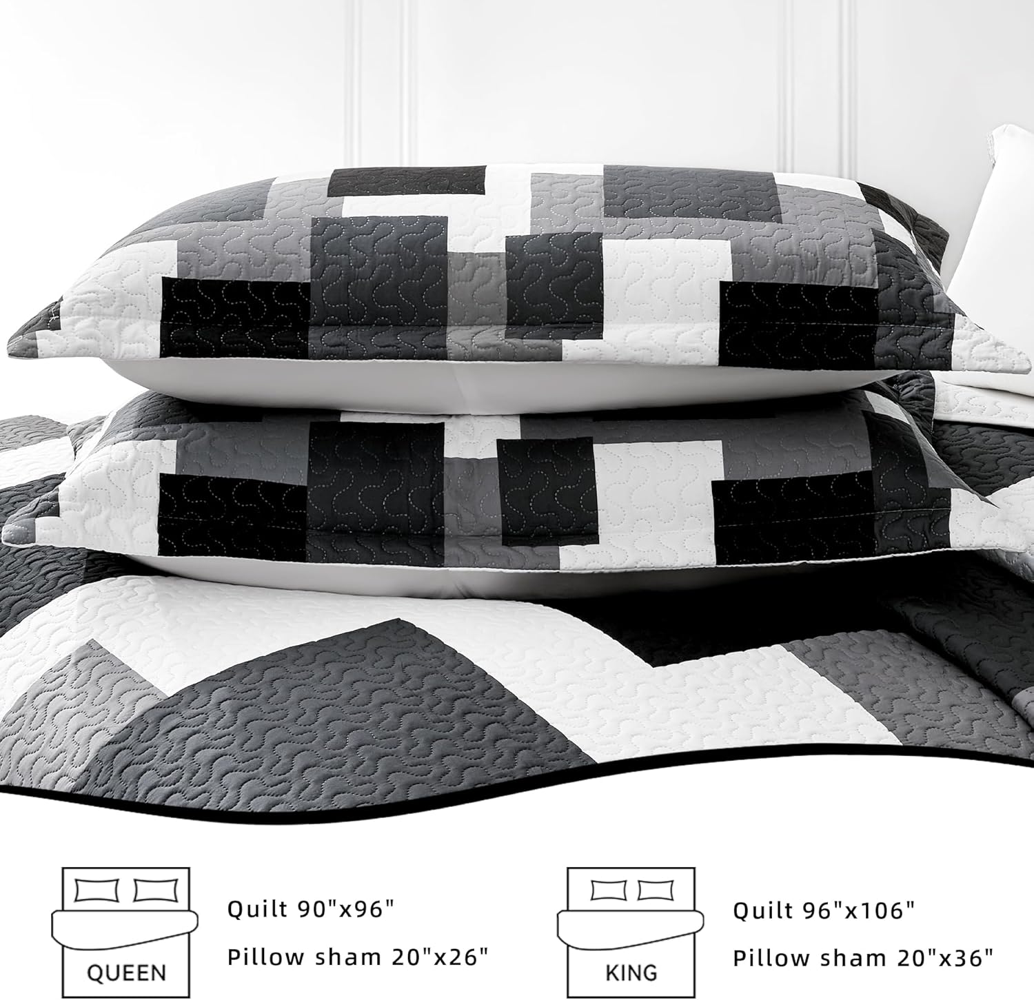 Tyrot Modern Patchwork Quilt Set Queen Size
