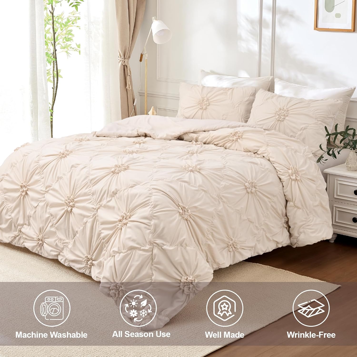 Uspring King Size Floral Quilt Set with Pillow Shams