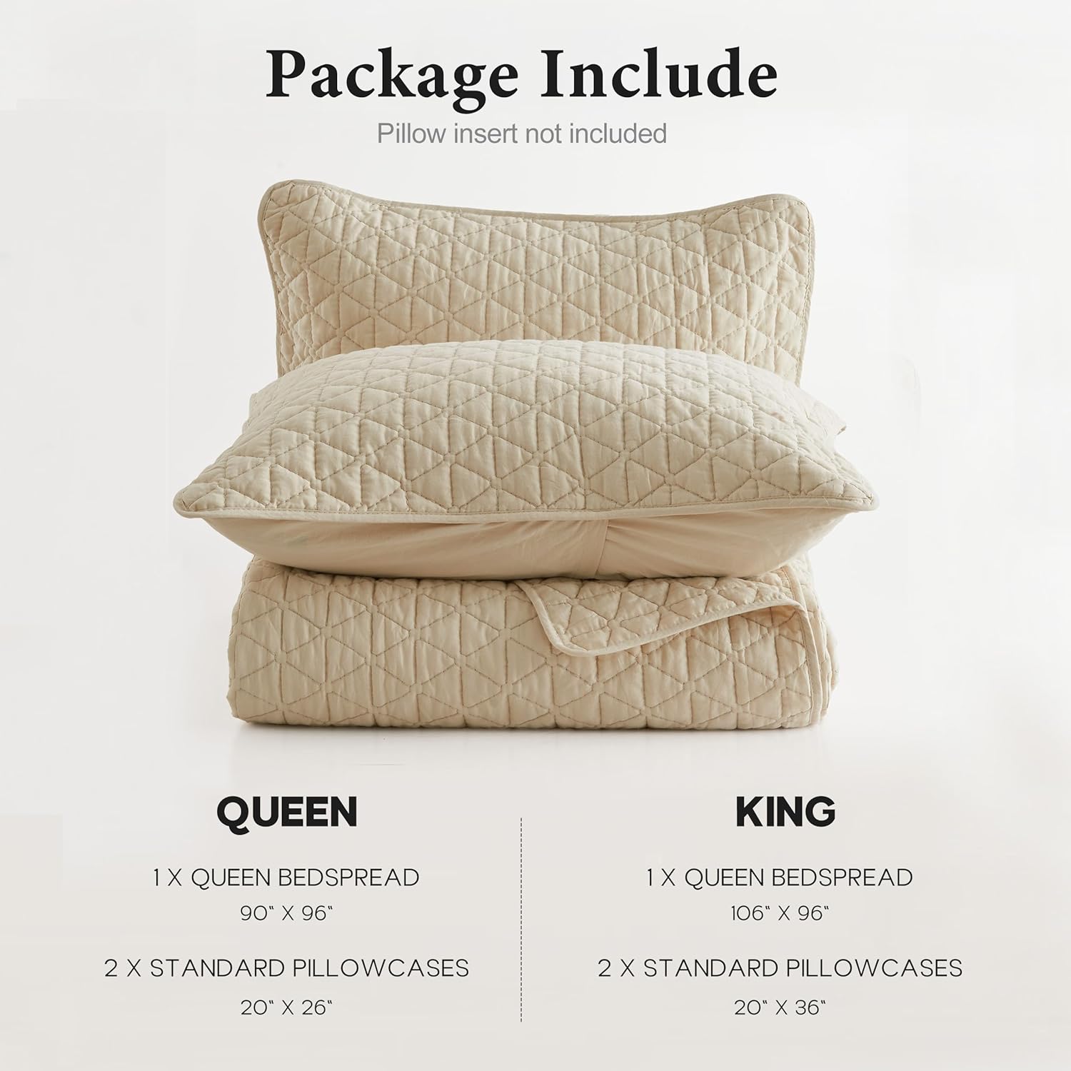 SimpleOpulence Cotton Quilt Set Queen Size Khaki 3-Piece