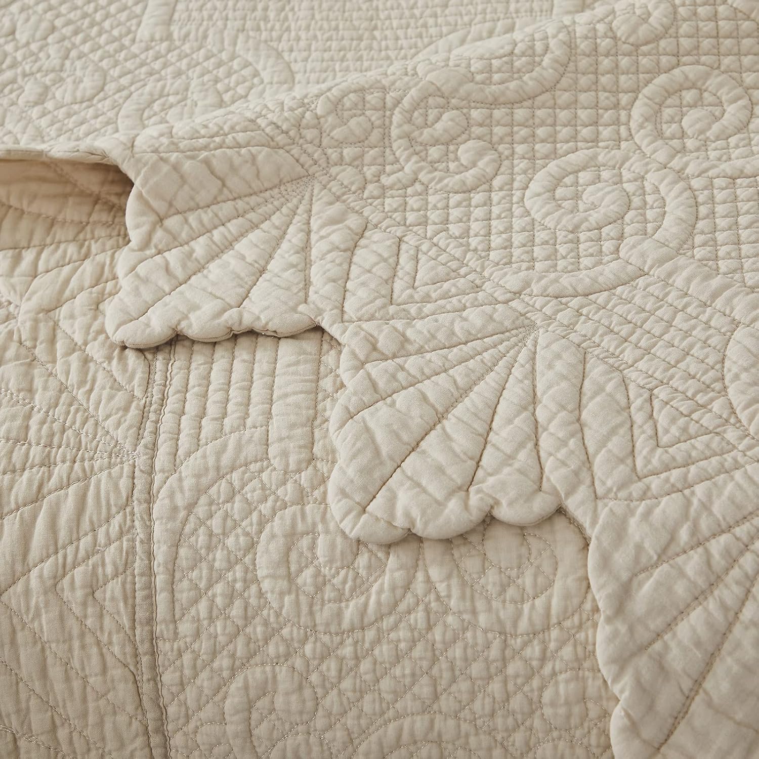Brandream Beige Quilt Set King Size 3Pcs