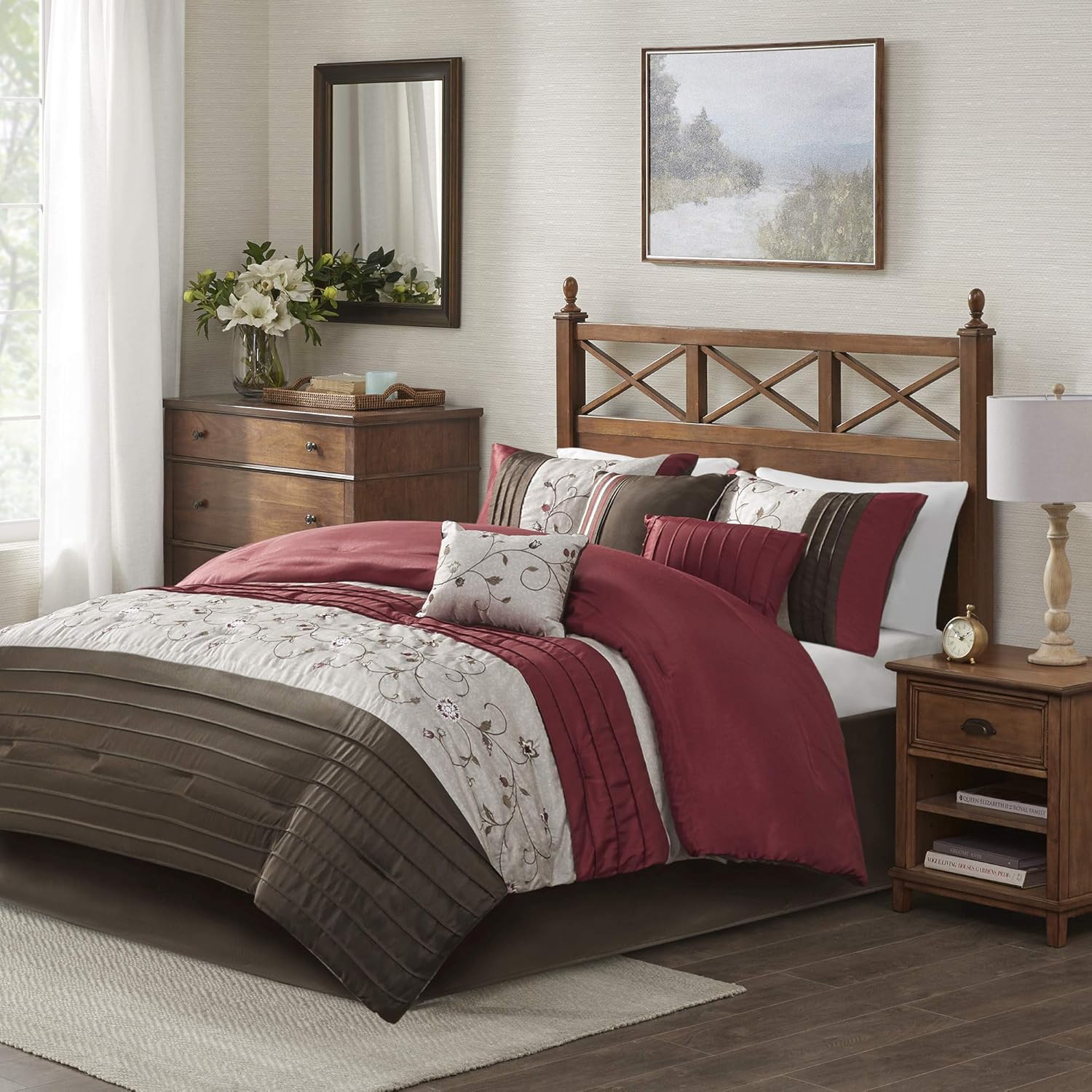 Madison Park Serene Faux Silk 7-Piece Comforter Set