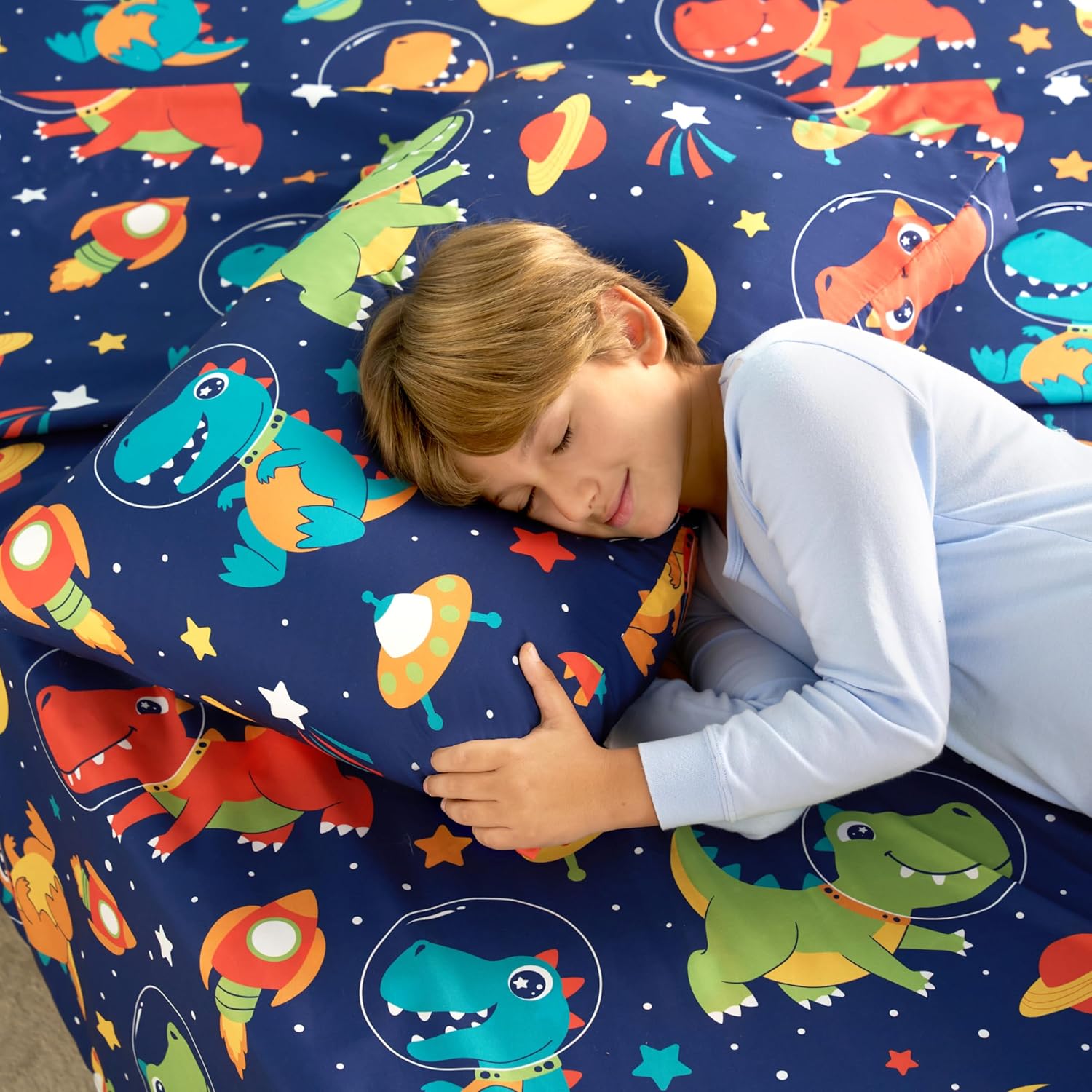 Joiedomi Kids Twin Sheet Set Space Dinosaur 1