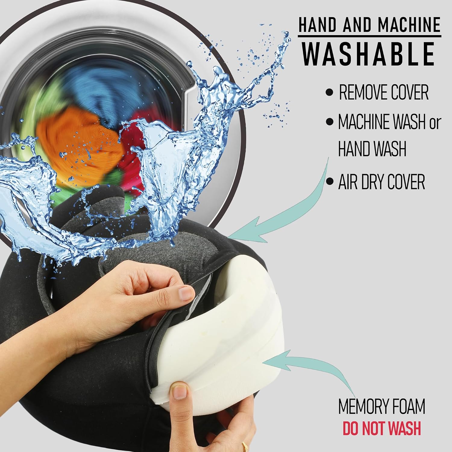Snux Travel Neck Pillow with Hood - Memory Foam