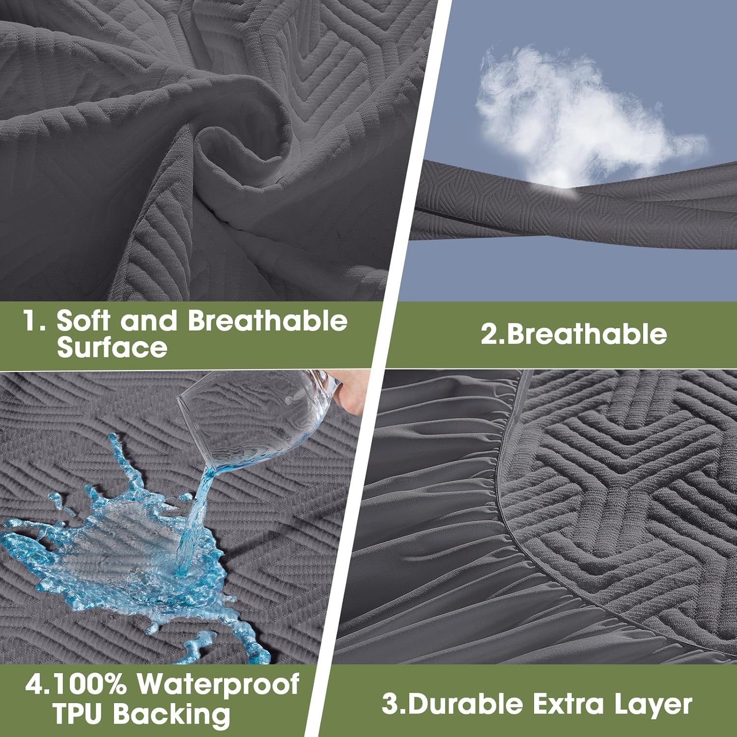 HYLEORY Twin XL Waterproof Mattress Protector - Bamboo Viscose Cooling Pad Cover