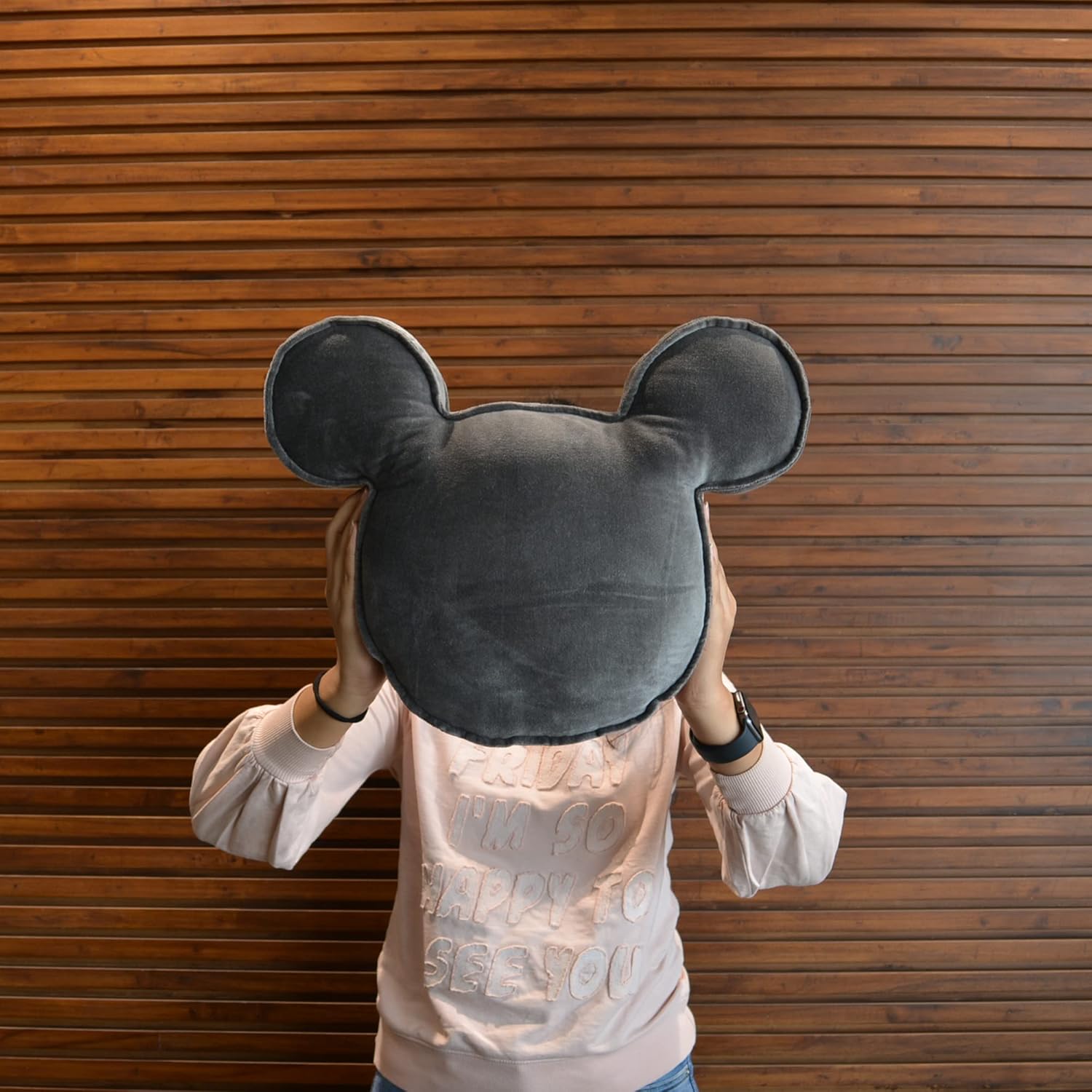 Disney Mickey Mouse Shaped Decorative Pillow - Grey 17 Inches