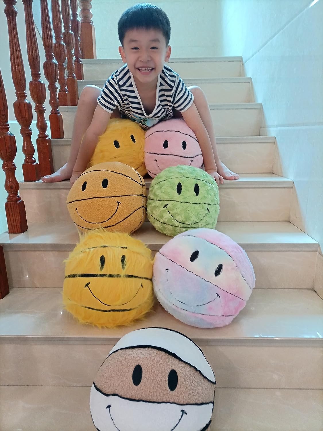 118 Inch Basketball Face Throw Pillow for Kids