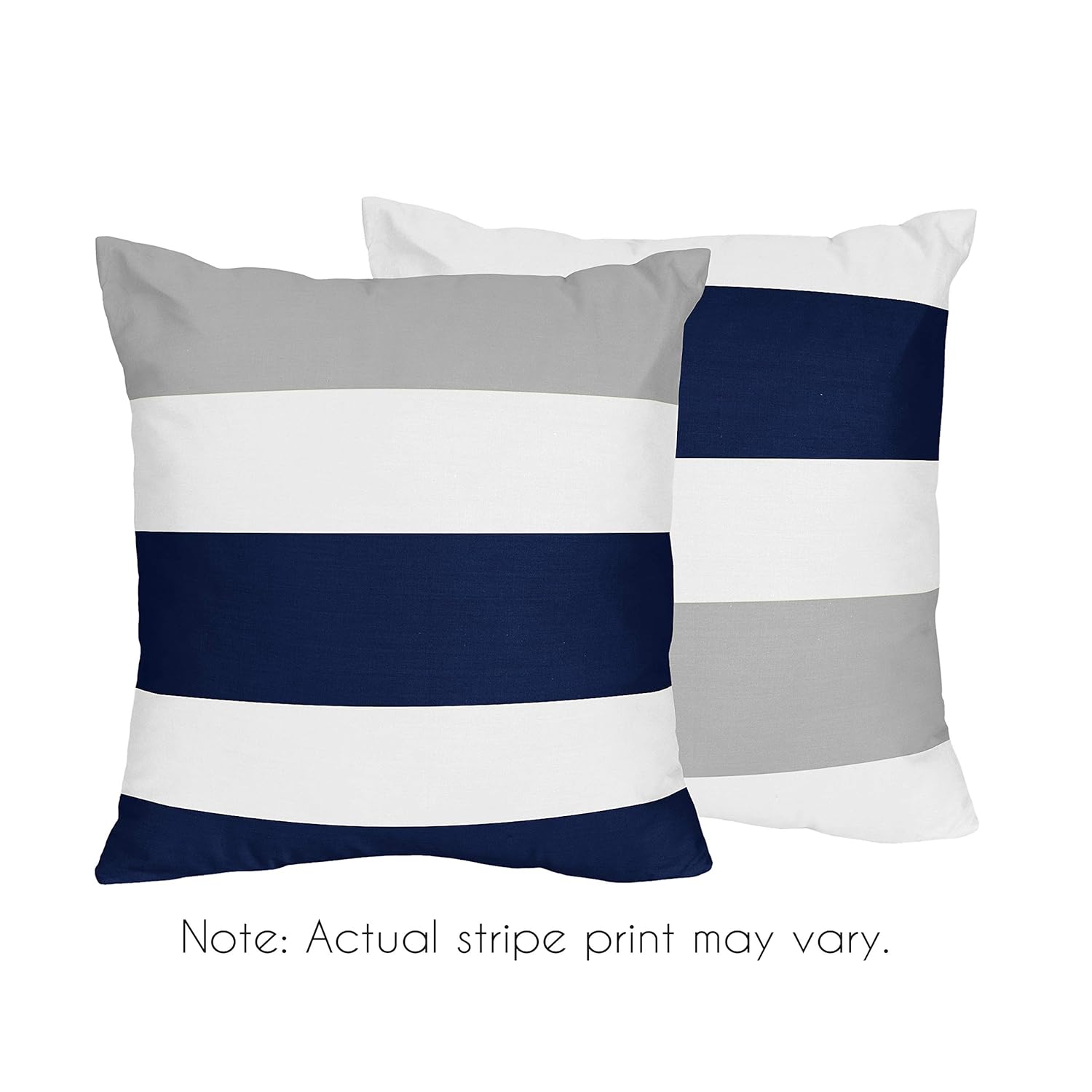 Navy and Grey Stripe Unisex Throw Pillow Covers Set of 2 18x18