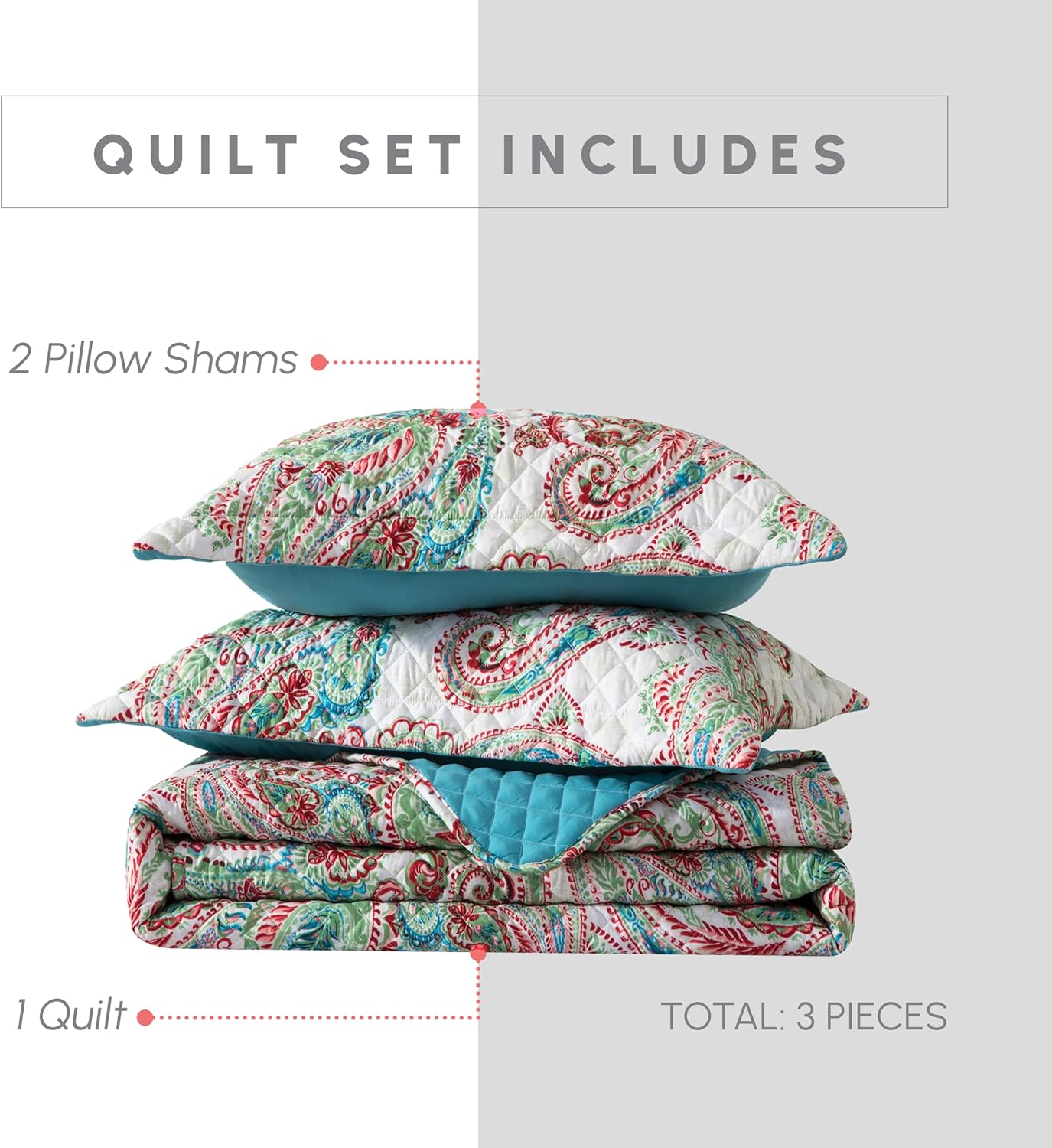 Elegant Comfort Reversible Floral Paisley Bedspread Set