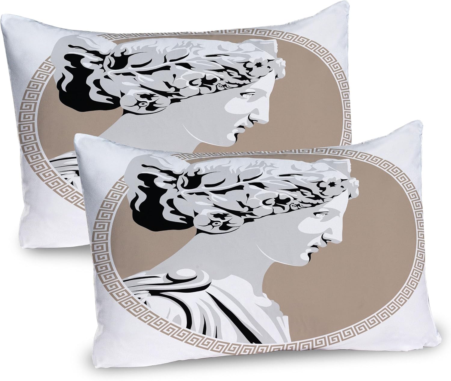 Ambesonne Retro Pillow Sham Set of 2 Pale Grey Tan