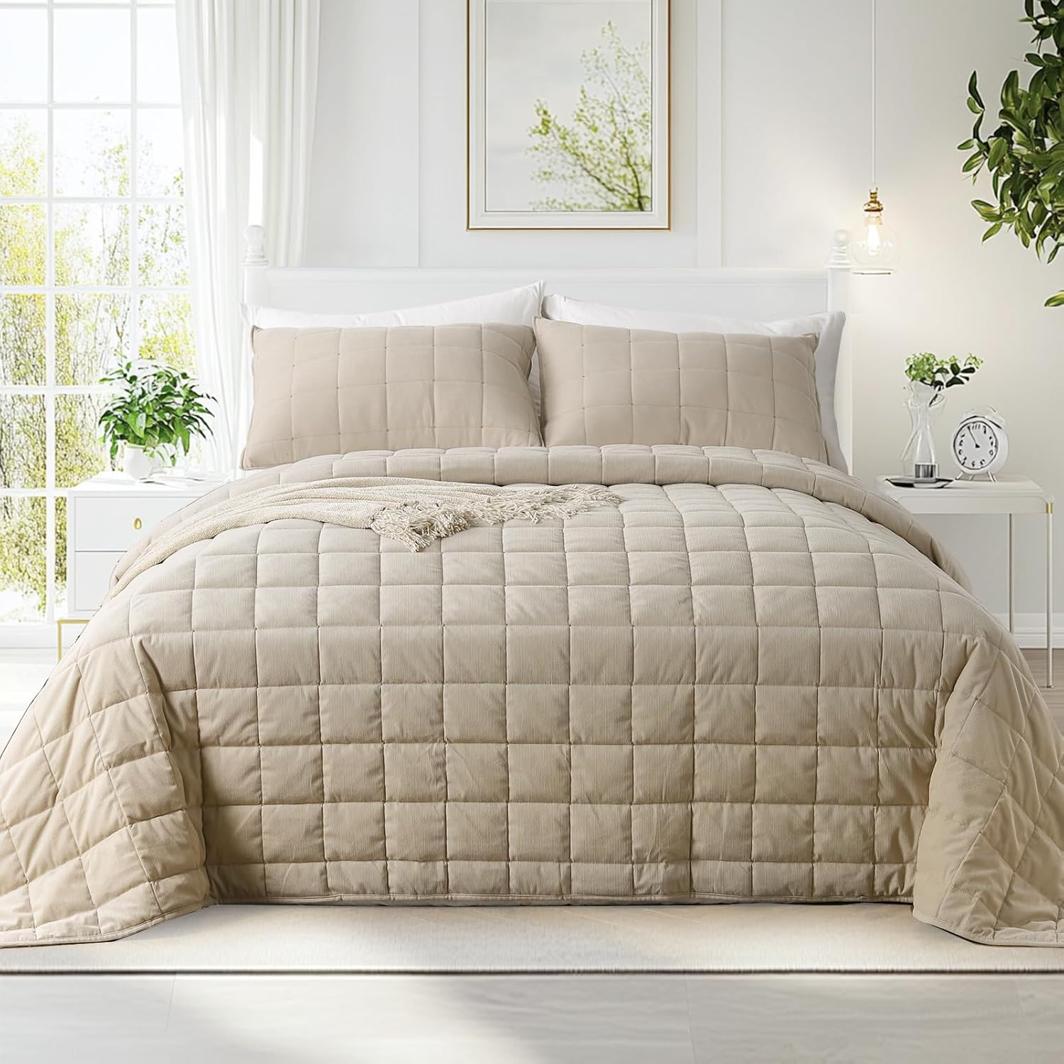 KASENTEX Oversized Queen Quilt Set - Sand Beige