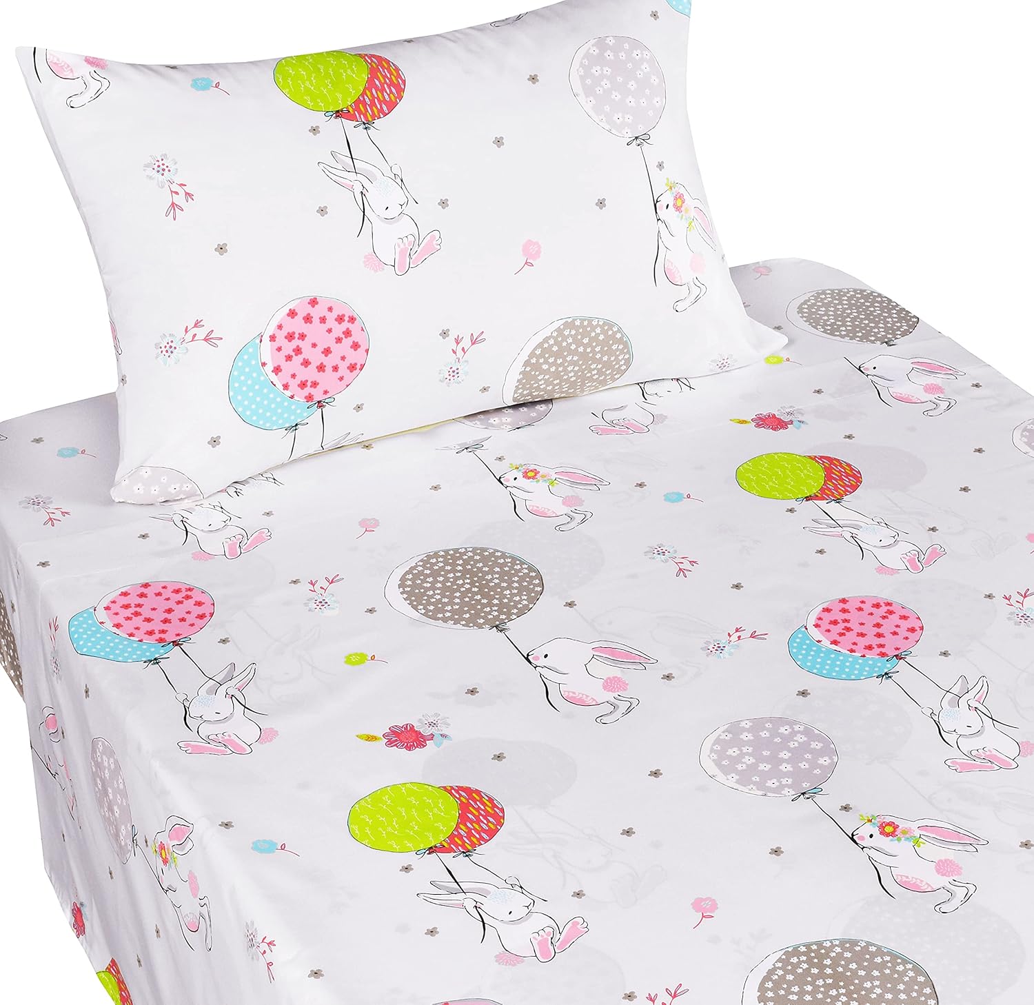 Cute Cartoon Rabbit Bunny 3-Piece Kids Bedding Set