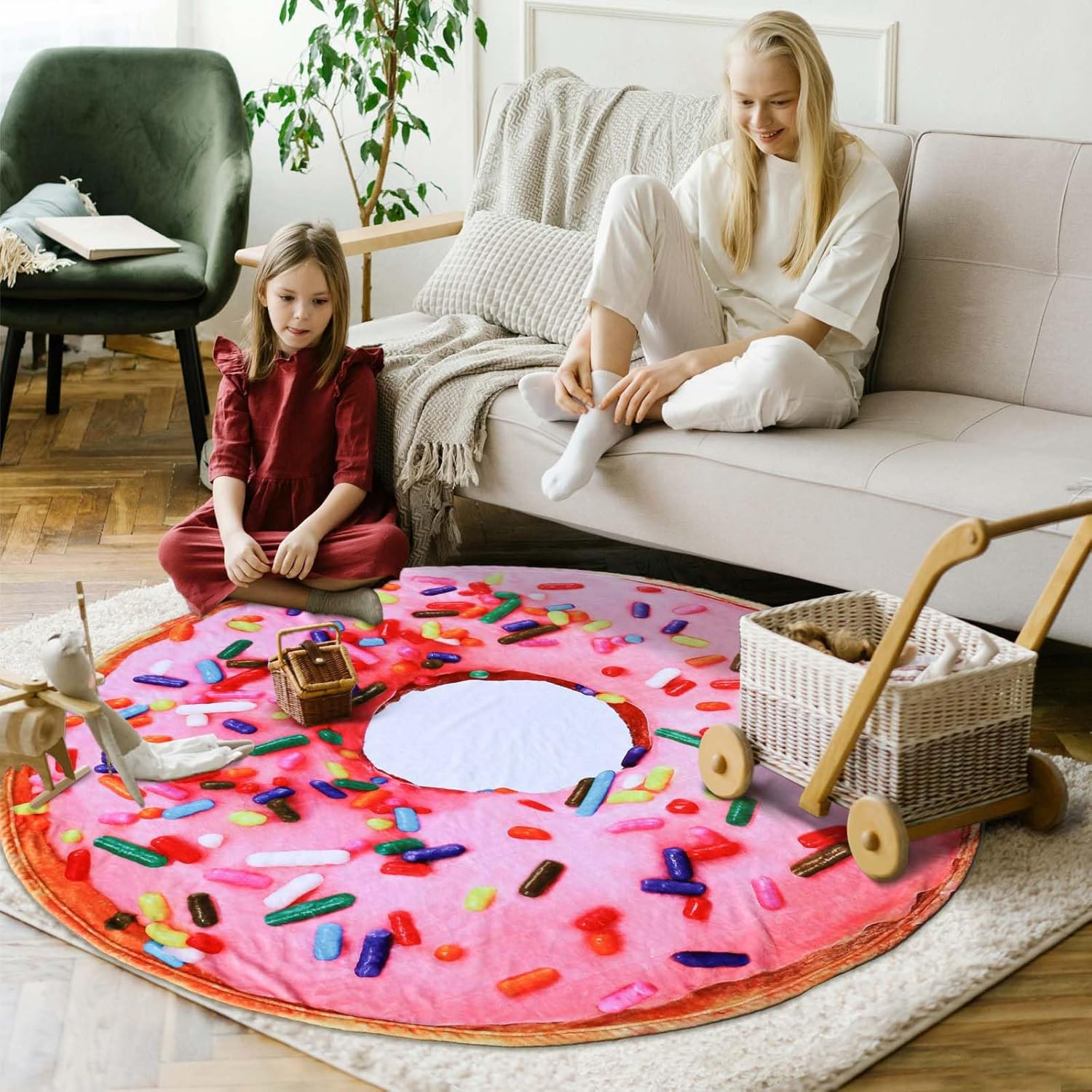 Bnuitland Pink Donut Throw Blanket 300 GSM Flannel