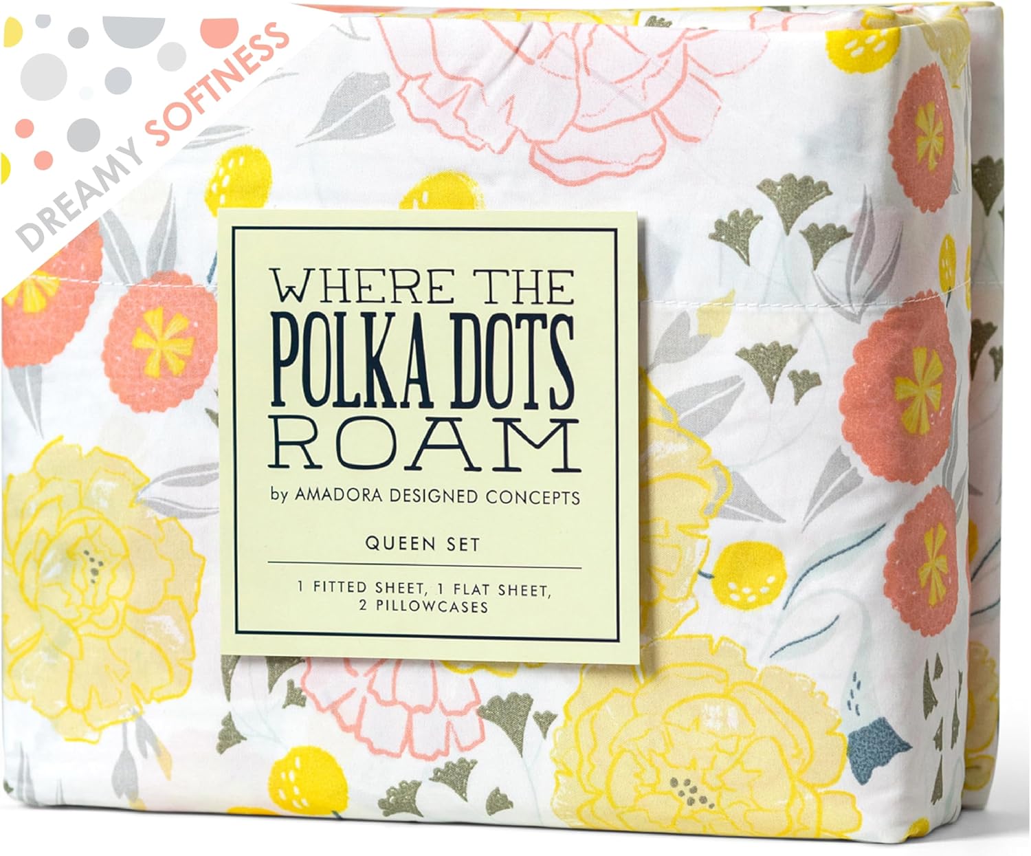 Light Floral Queen Bed Sheets Set by Where The Polka Dots Roam