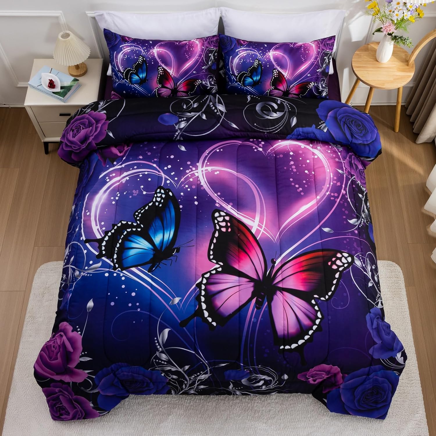 A Nice Night Galaxy 6pc Bed in a Bag Butterfly Bedding Set