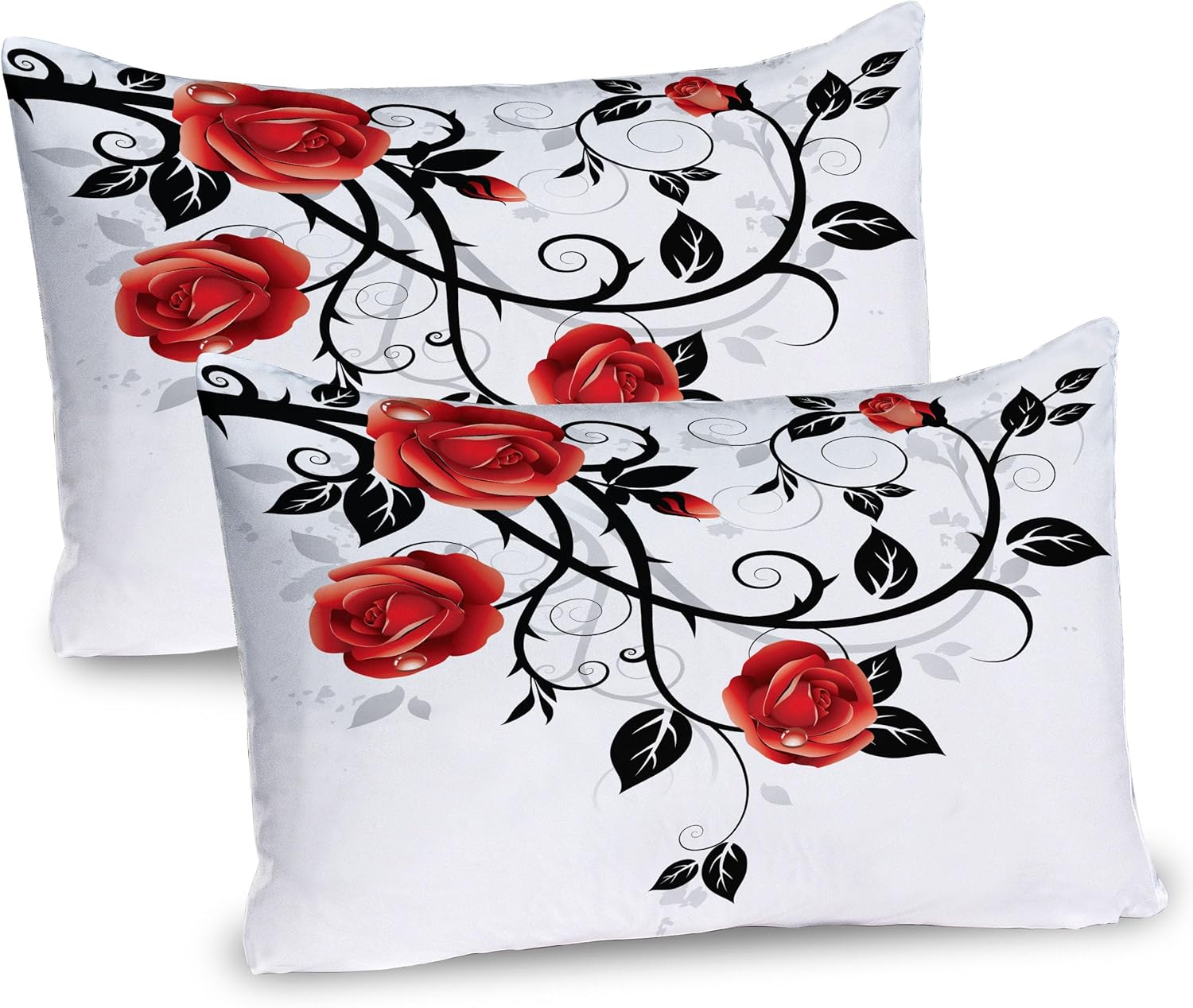 Ambesonne Gothic Pillow Sham Set of 2 Vermilion Black White 1