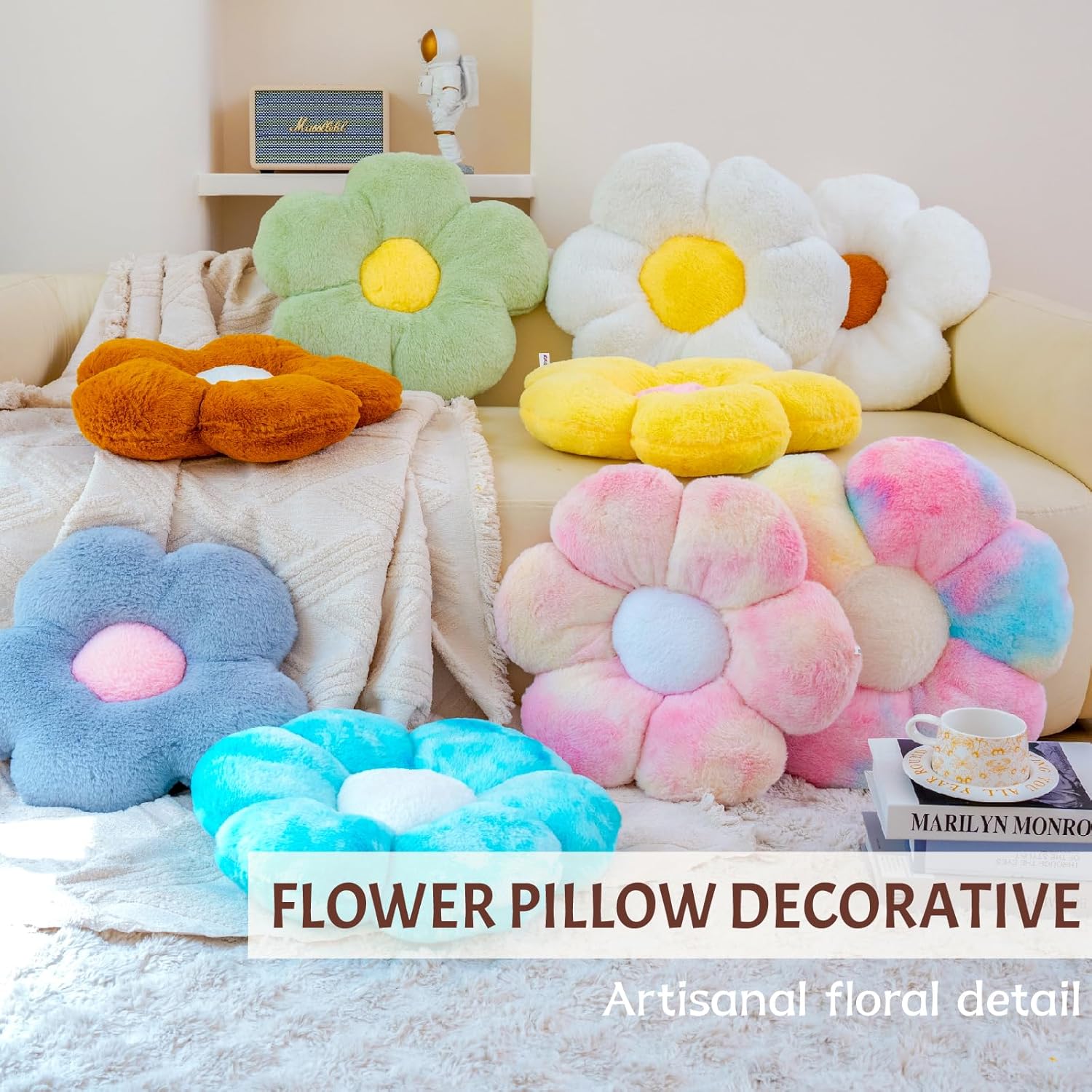AmyToo 20 Daisy Flower Throw Pillow Cute Home Decor Cushion