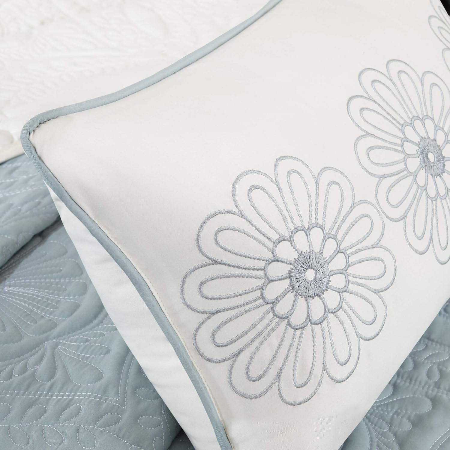 Madison Park Ashbury Bedspread Set - Medallion Blue Oversized Queen 102x118