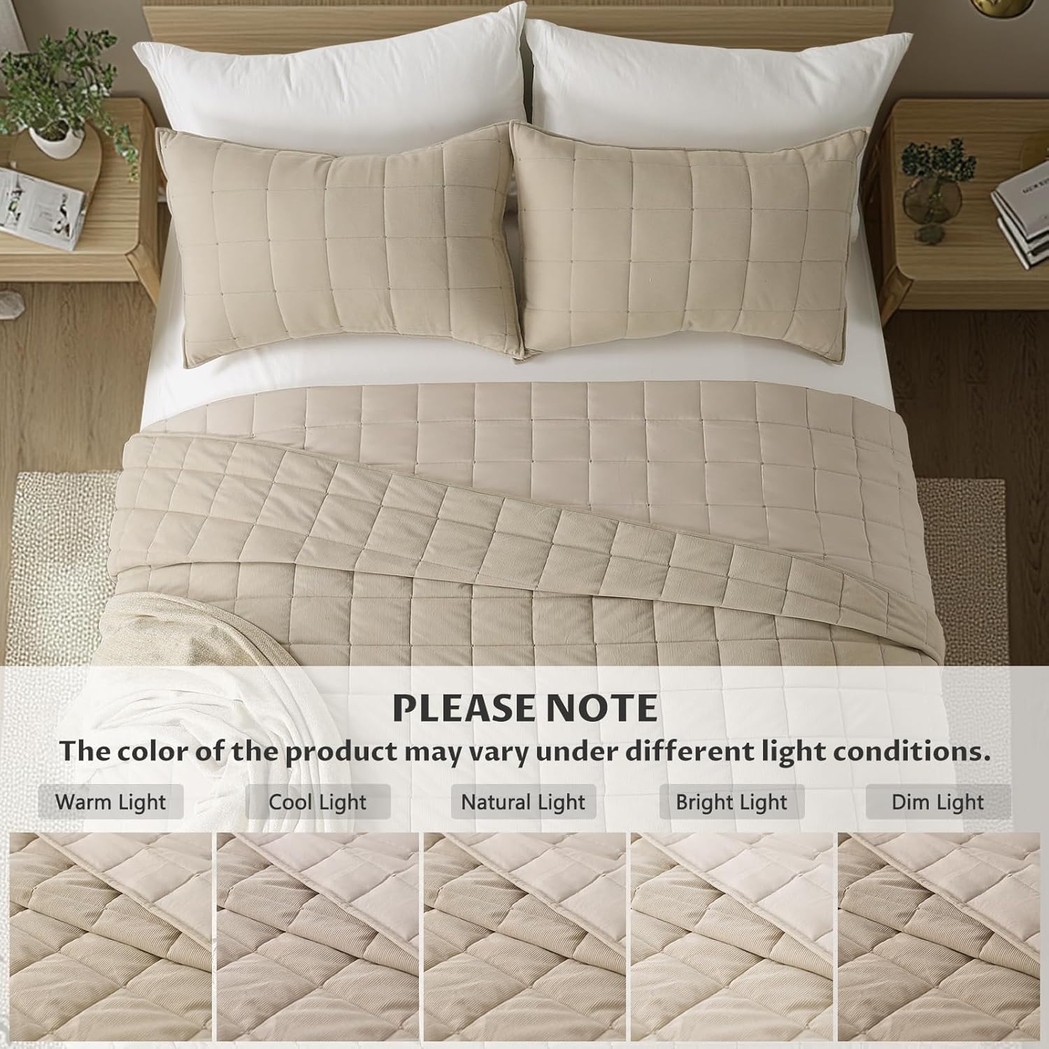 KASENTEX Oversized Queen Quilt Set - Sand Beige
