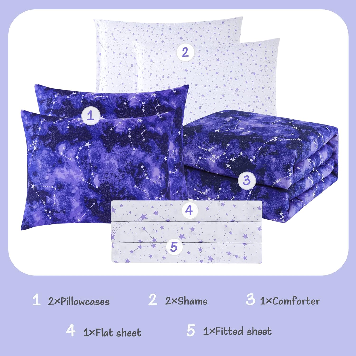 Twin Kids Comforter Set with Glow in the Dark Galaxy Design