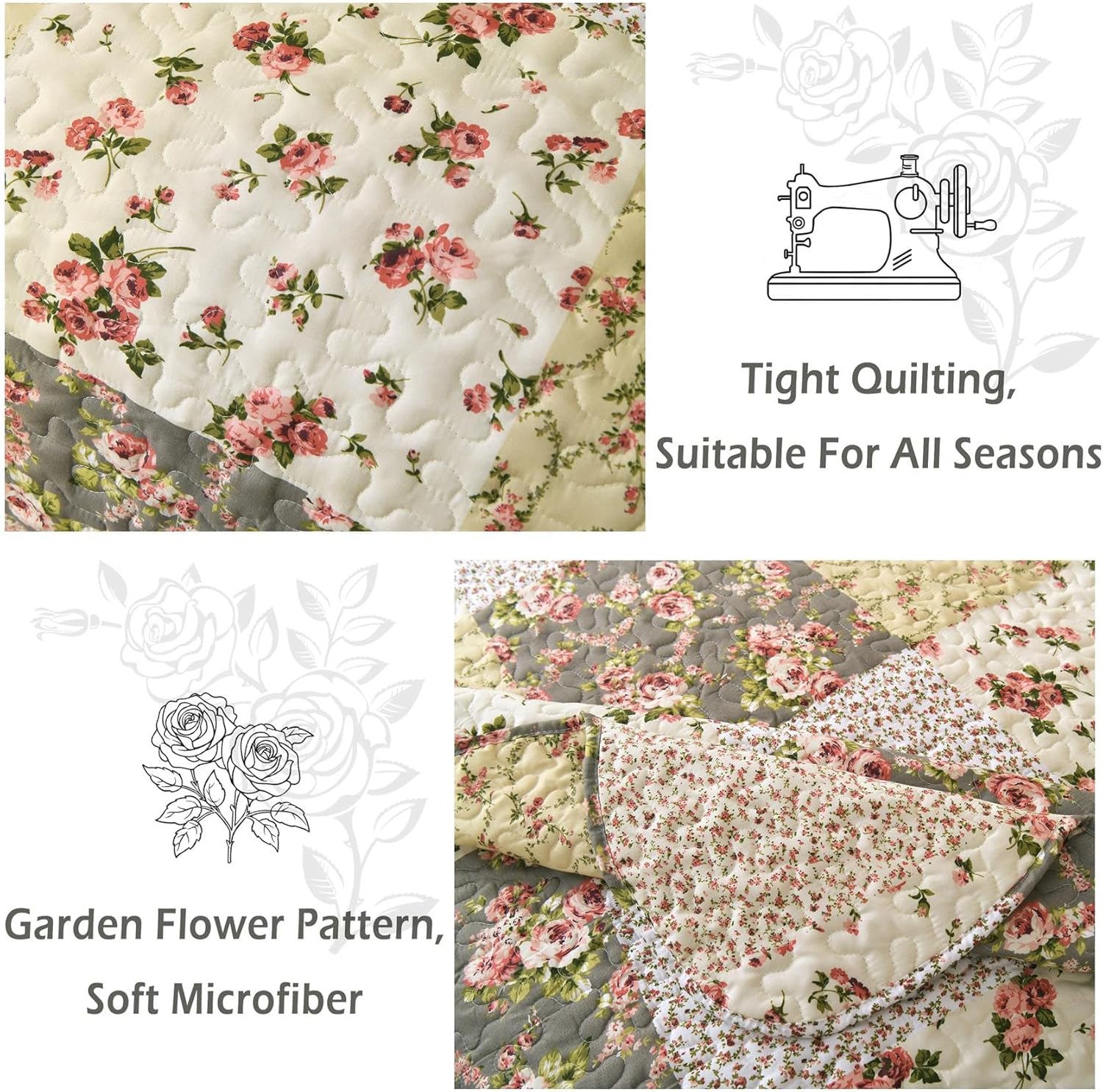 Cmfshape Romantic Patchwork Quilt Set Queen Size