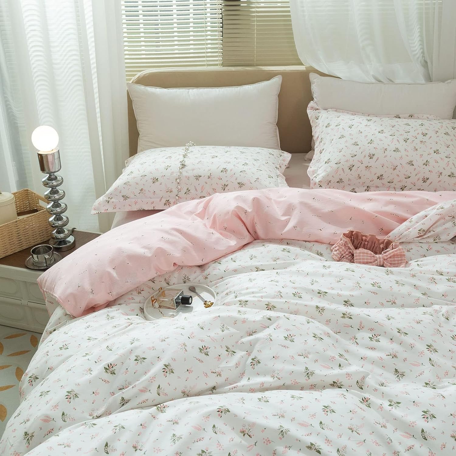AMWAN Floral Duvet Cover Set Full Size Cotton Garden Kids