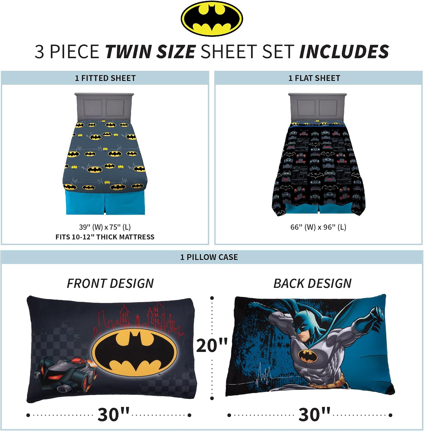 Franco Kids Batman Sheet Set Twin Size 1
