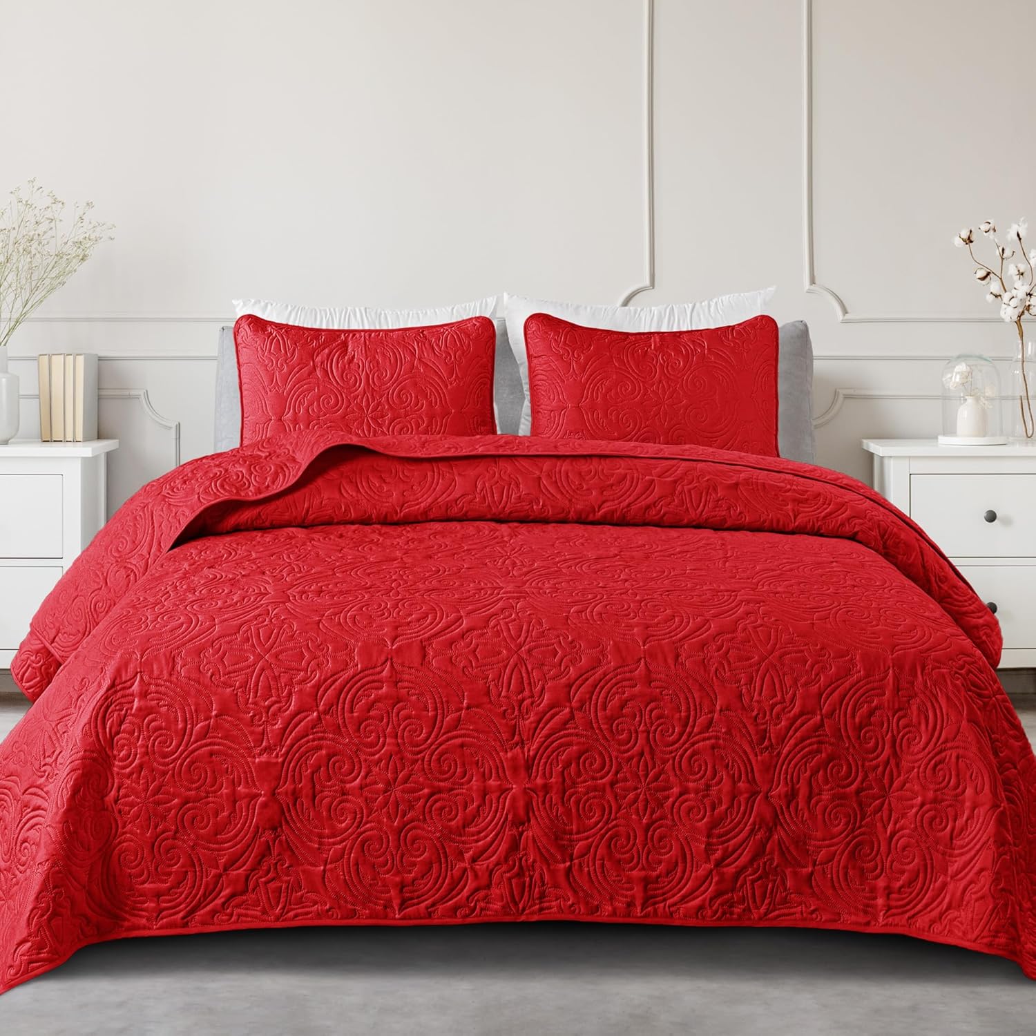 Exclusivo Mezcla King Size Quilt Set - Red