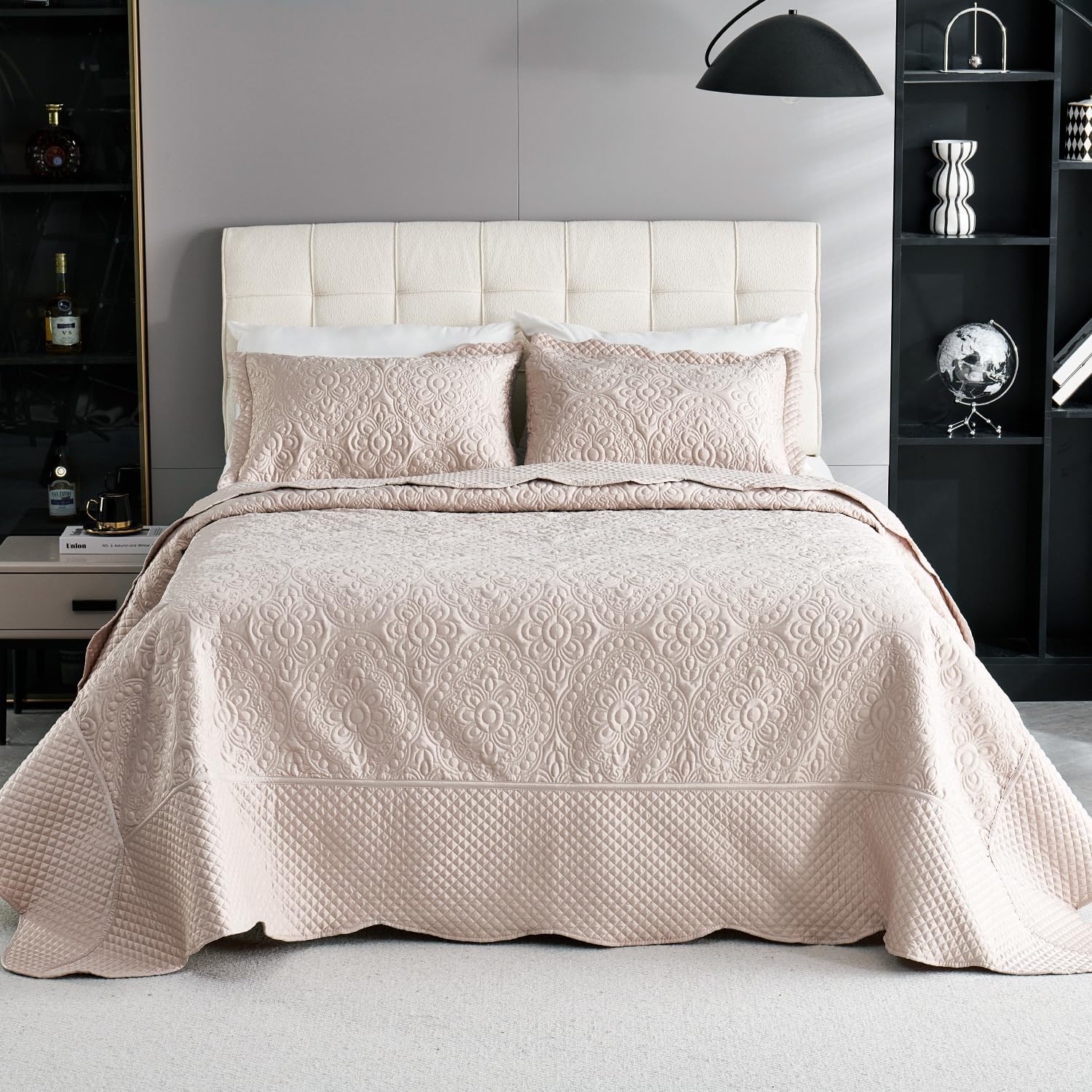 Cmfshape Floral Embroidery Quilt Set 3 Piece King Size