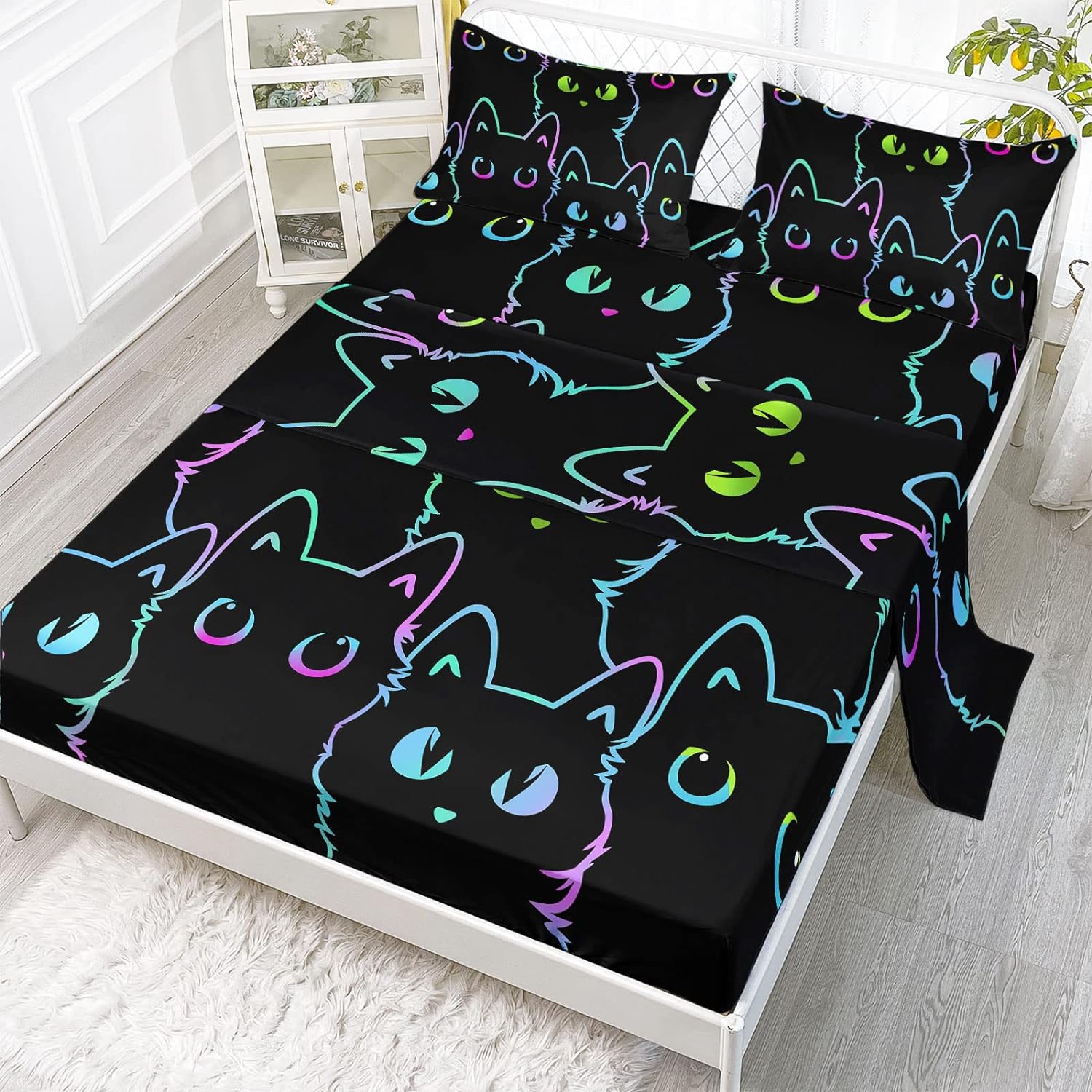 Axolotl Kids Bedding Set Twin Size Gradient Line 4Pcs