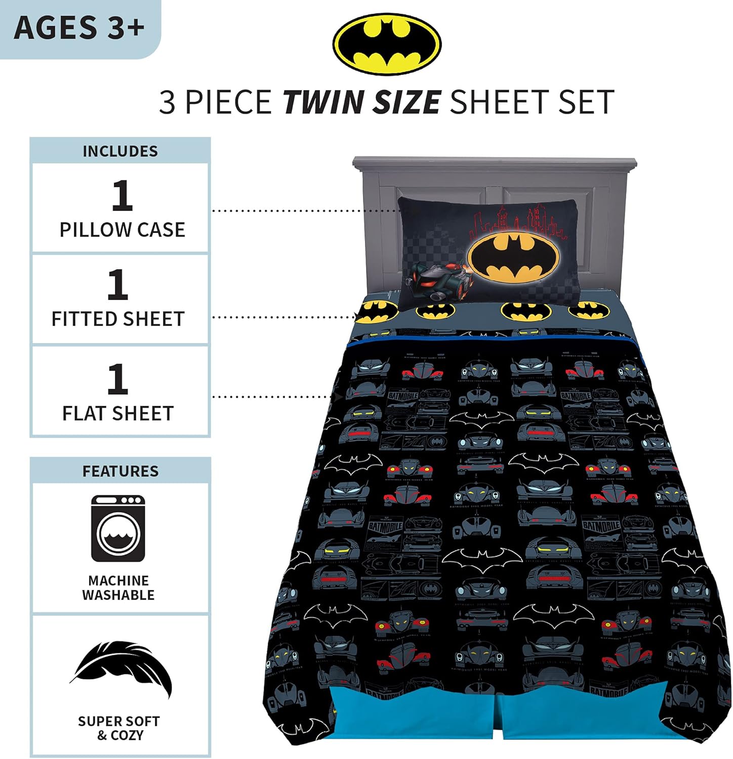 Franco Kids Batman Sheet Set Twin Size 1