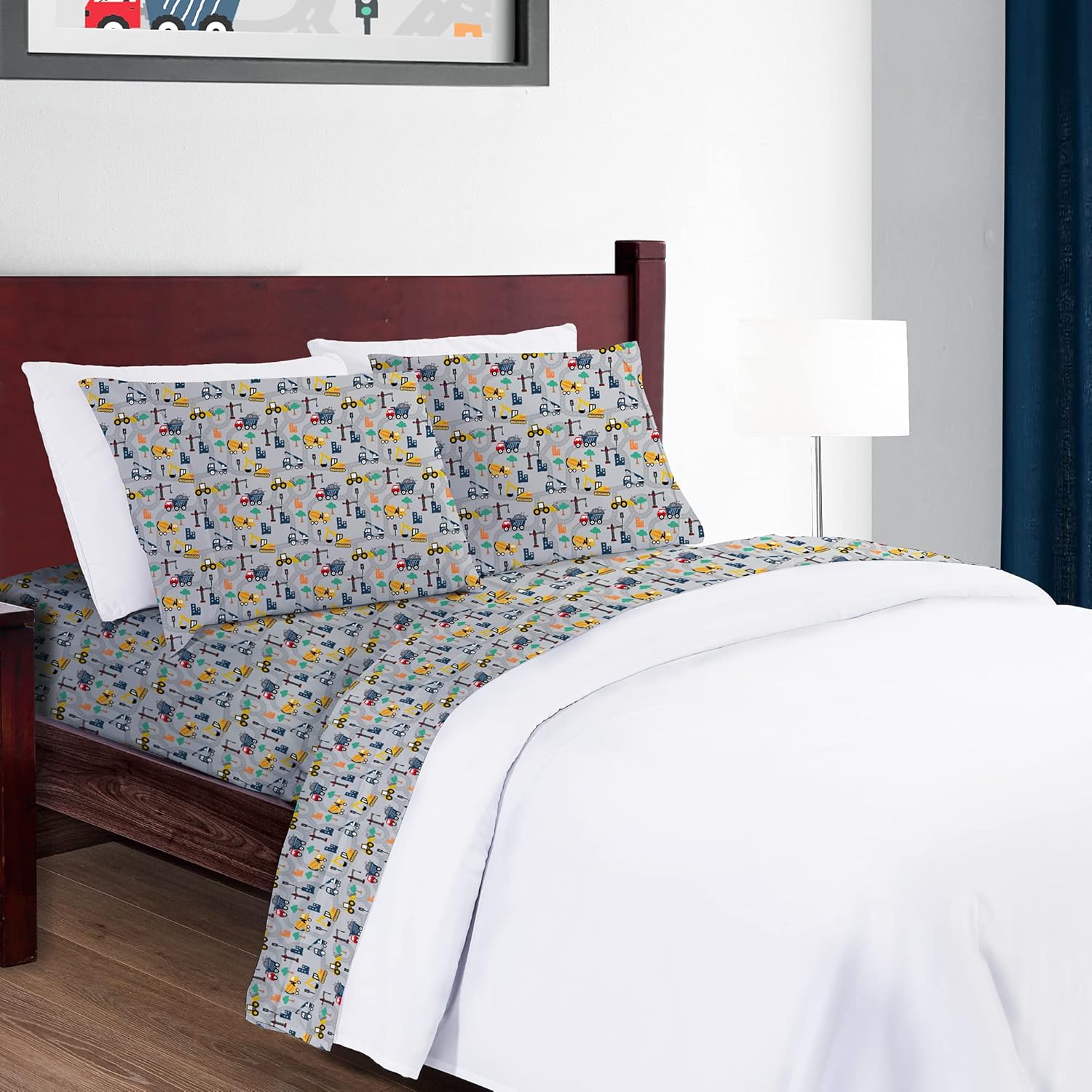 Softan Kids Excavator Bed Sheet Set 4PCS Full Size