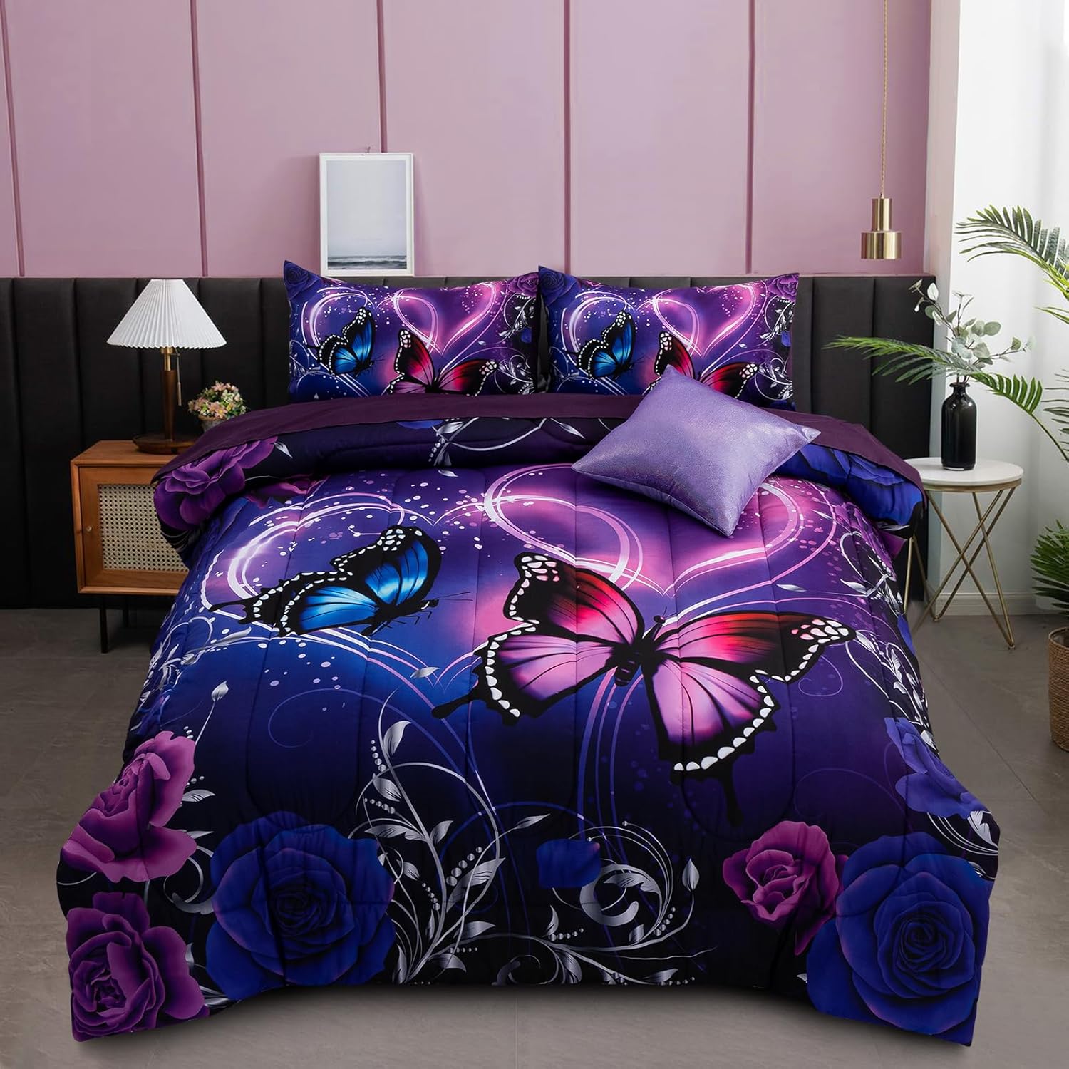 A Nice Night Galaxy 6pc Bed in a Bag Butterfly Bedding Set