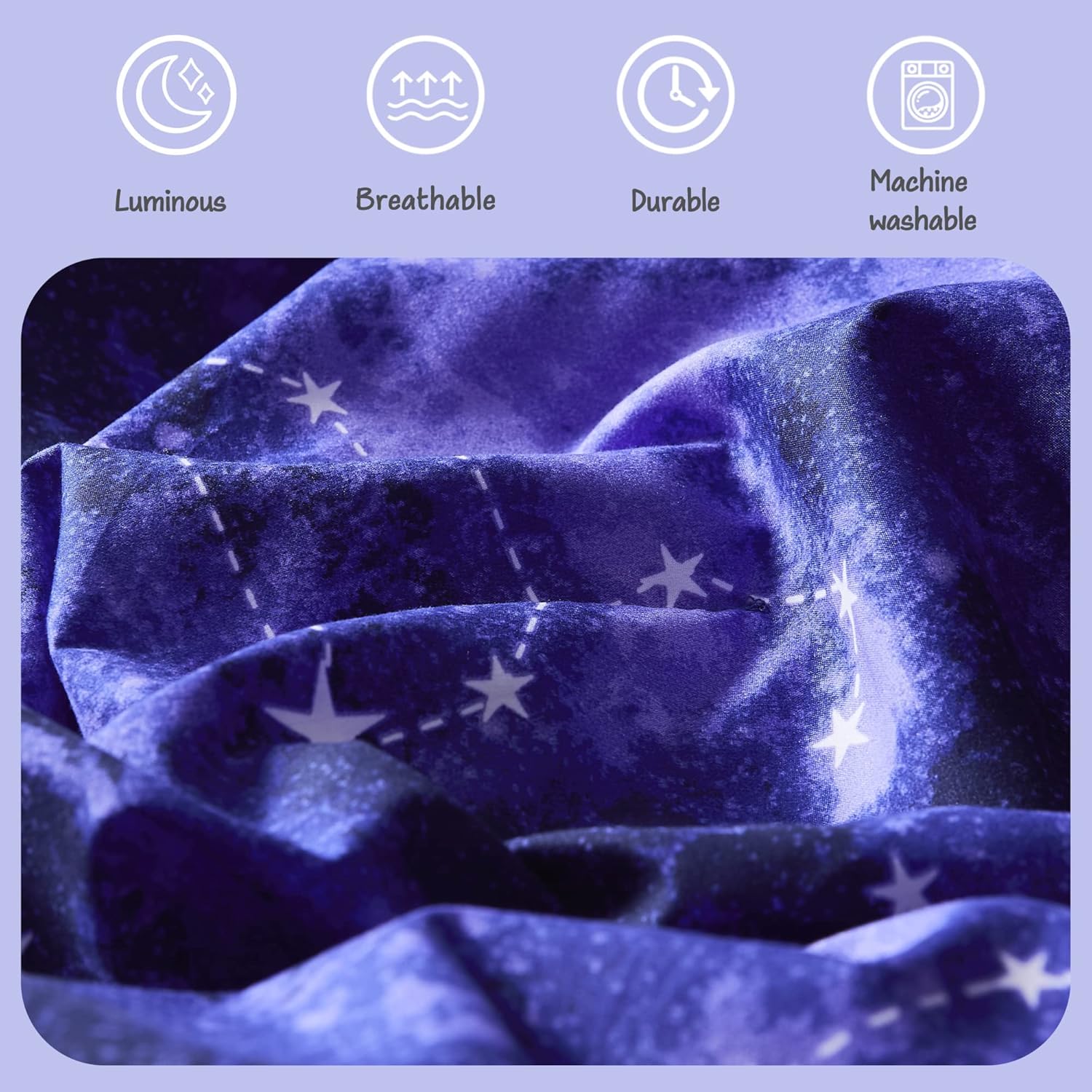 Twin Kids Comforter Set with Glow in the Dark Galaxy Design