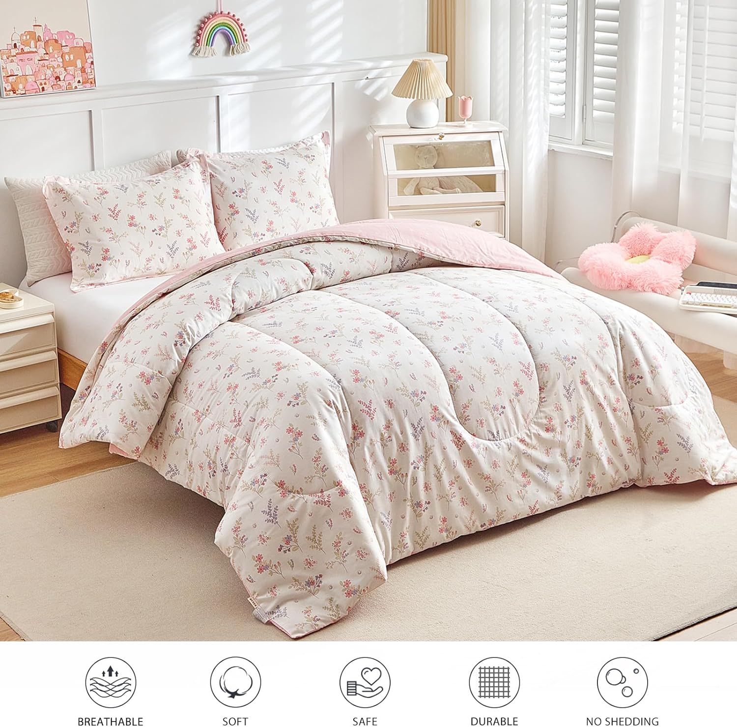 Joyreap 3pcs Cotton Comforter Set for Girls