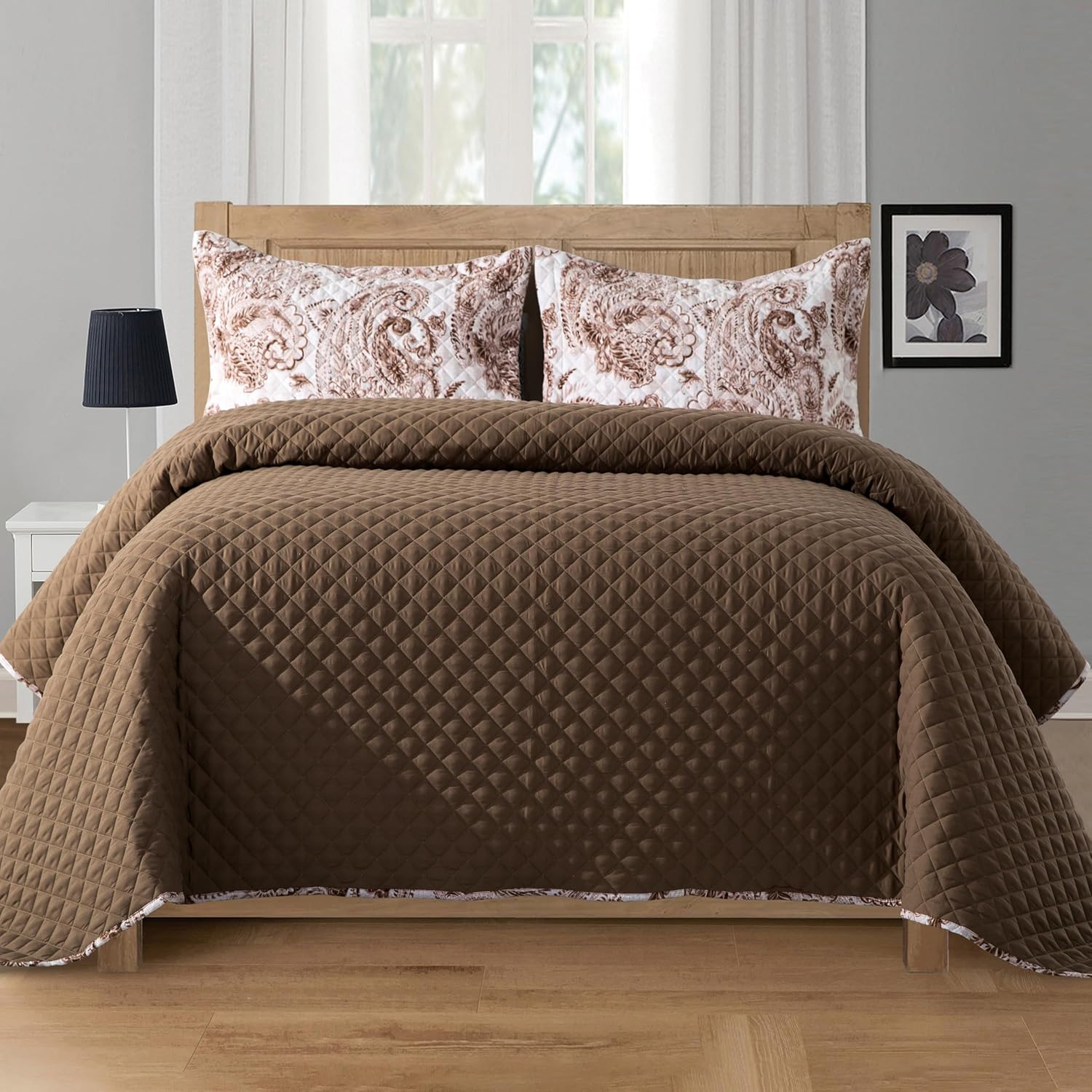 Elegant Comfort 3-Piece Reversible Paisley Quilt Set