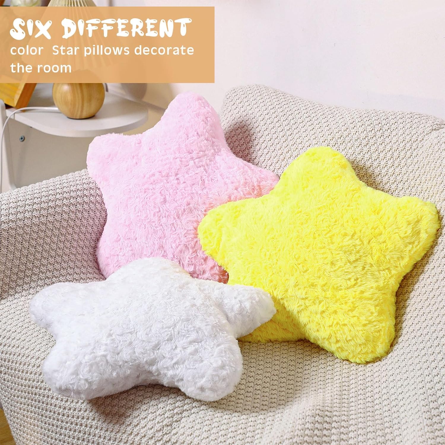 Yousoontic 6 Pcs Shaped Star Throw Pillows for Kids