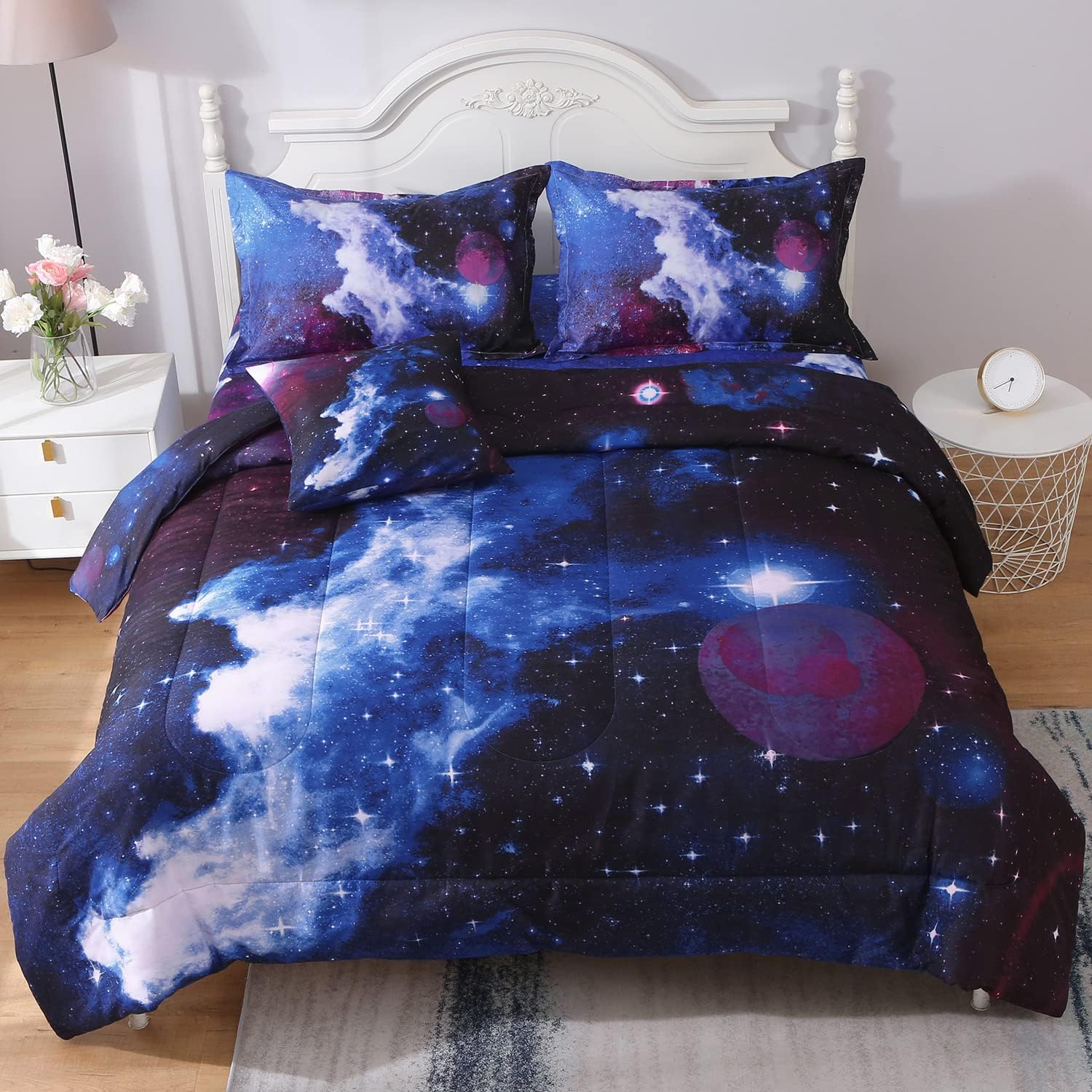 JQinHome Twin Galaxy Comforter Set 6 Piece Bed in a Bag
