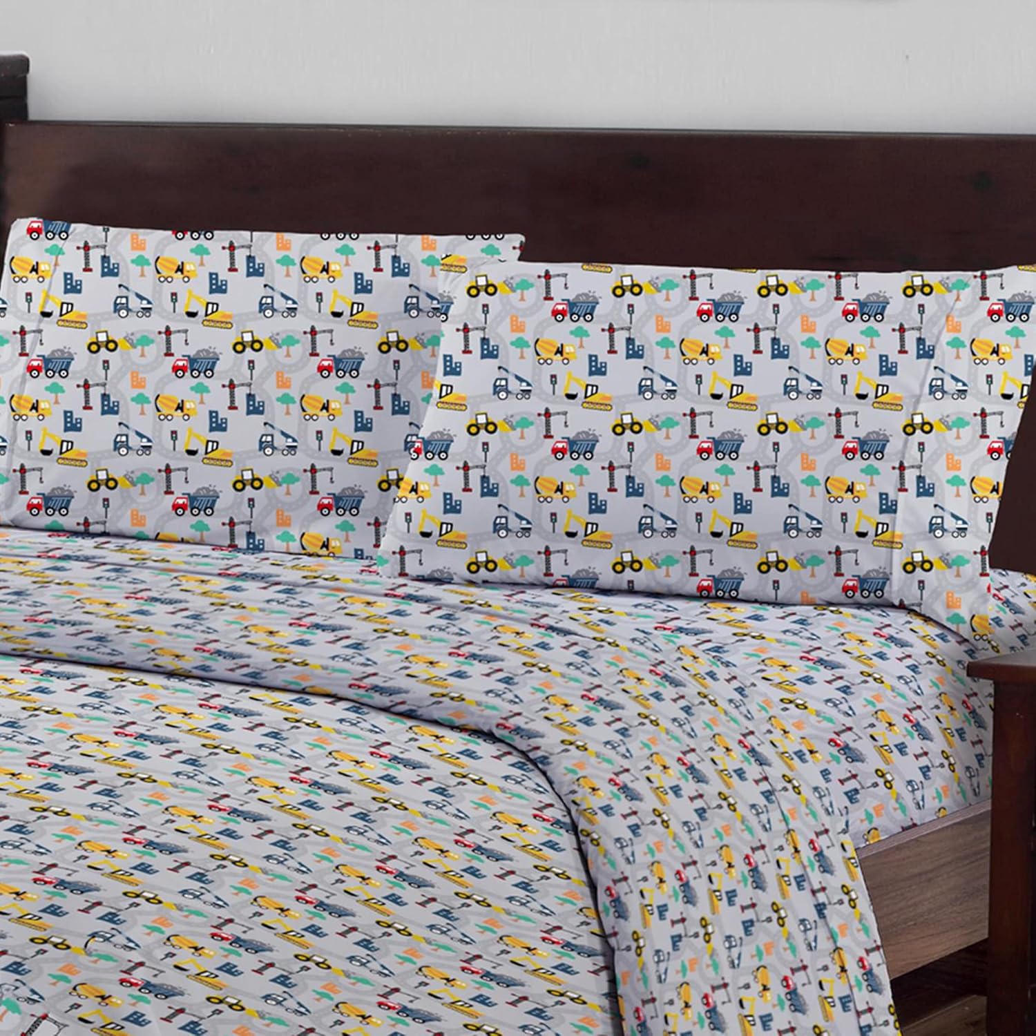 Softan Kids Excavator Bed Sheet Set 4PCS Full Size