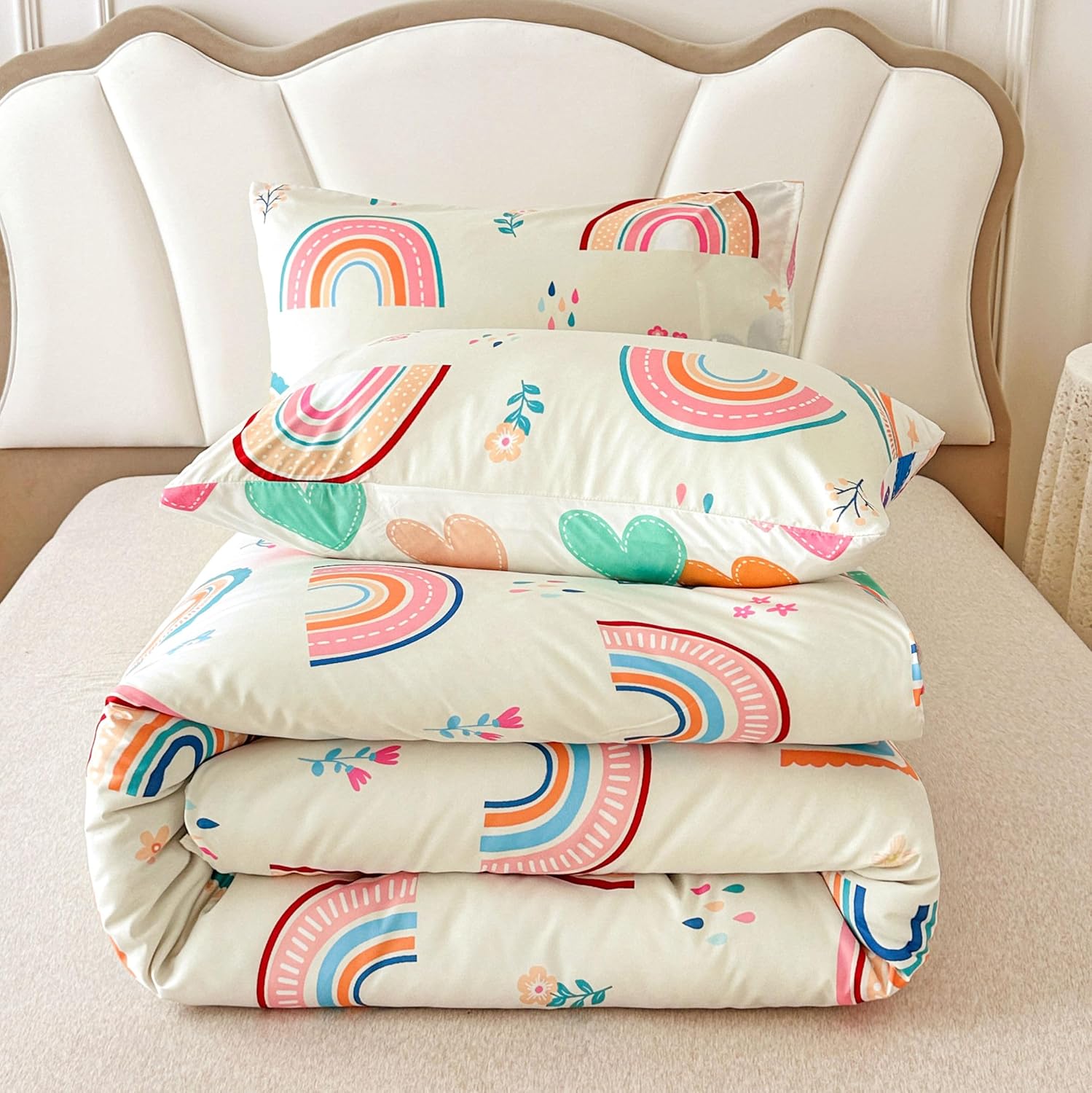 Btargot Rainbow 3-Piece Comforter Set with Pillow Covers