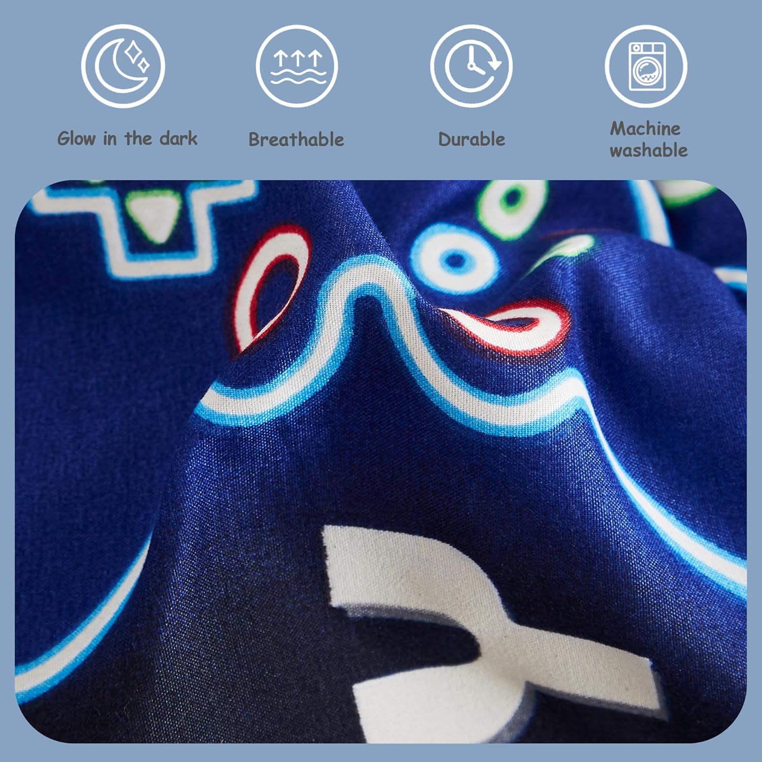 Glow in The Dark Gamer Comforter Set for Kids