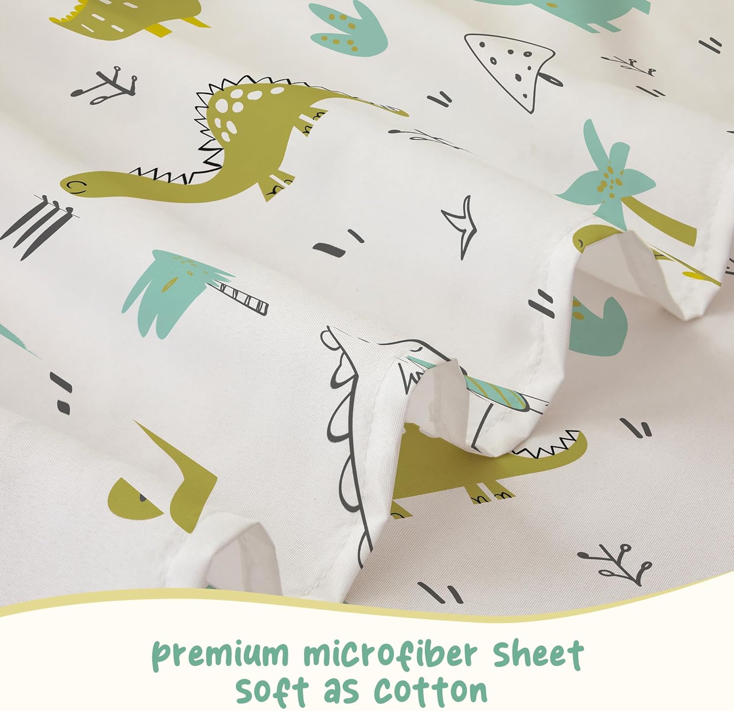 Bedmoon Dinosaur Print Twin Bed Sheet Set for Kids