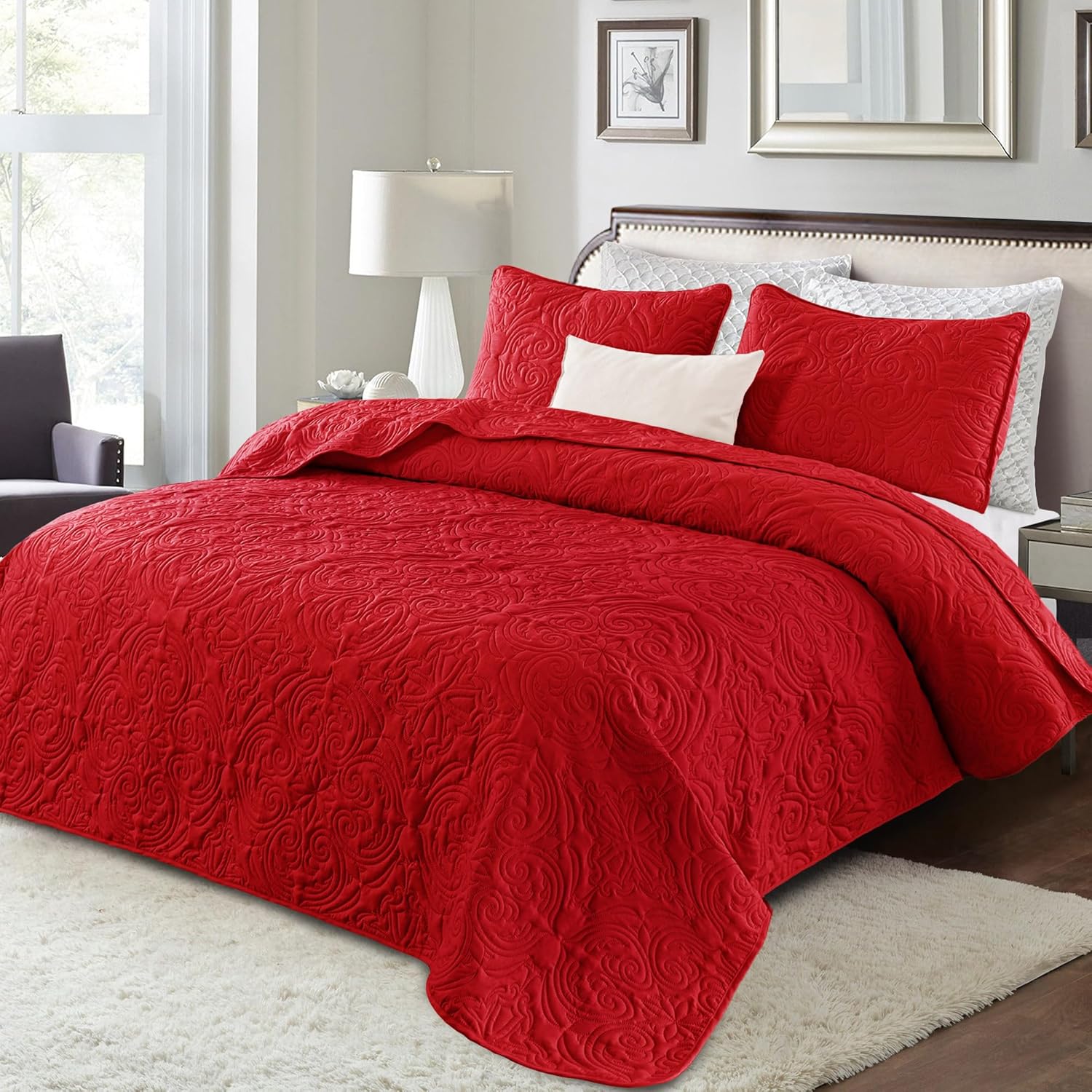 Exclusivo Mezcla King Size Quilt Set - Red