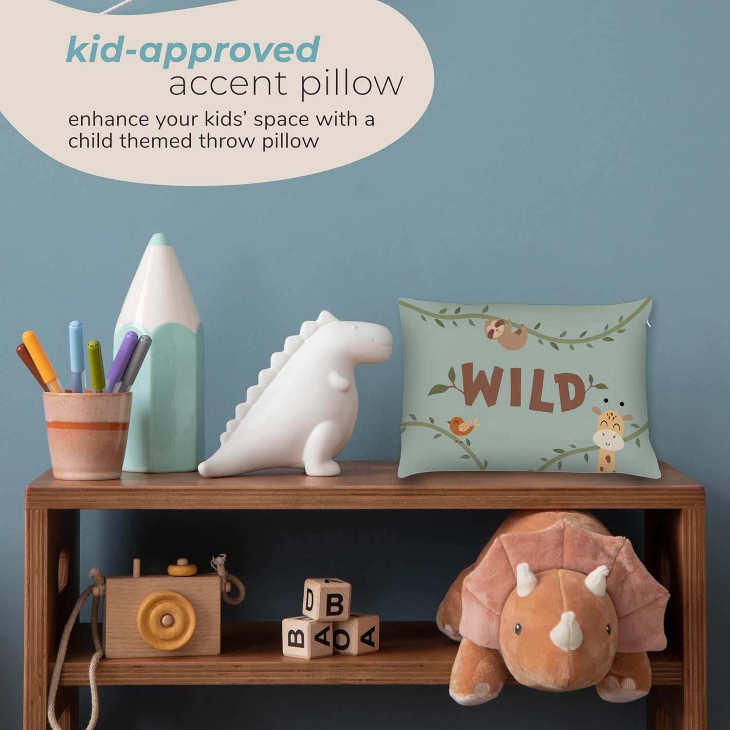 Kids Safari Throw Pillow - 14 x 20 - Double-Sided