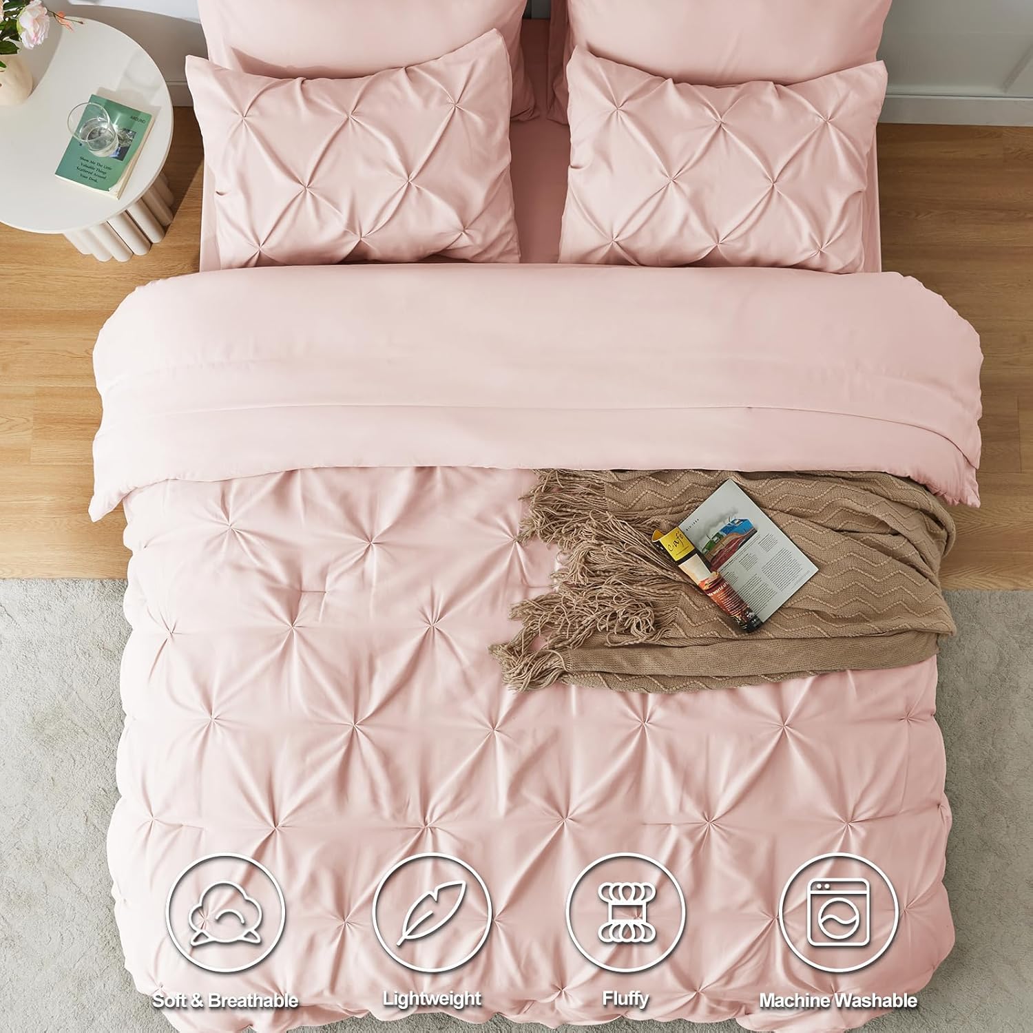 CozyLux Pink King Size Comforter Set 7 Pieces