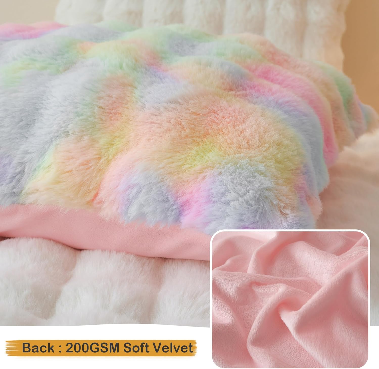 LIFEREVO Fluffy Faux Rabbit Fur Pillow Covers Set of 2