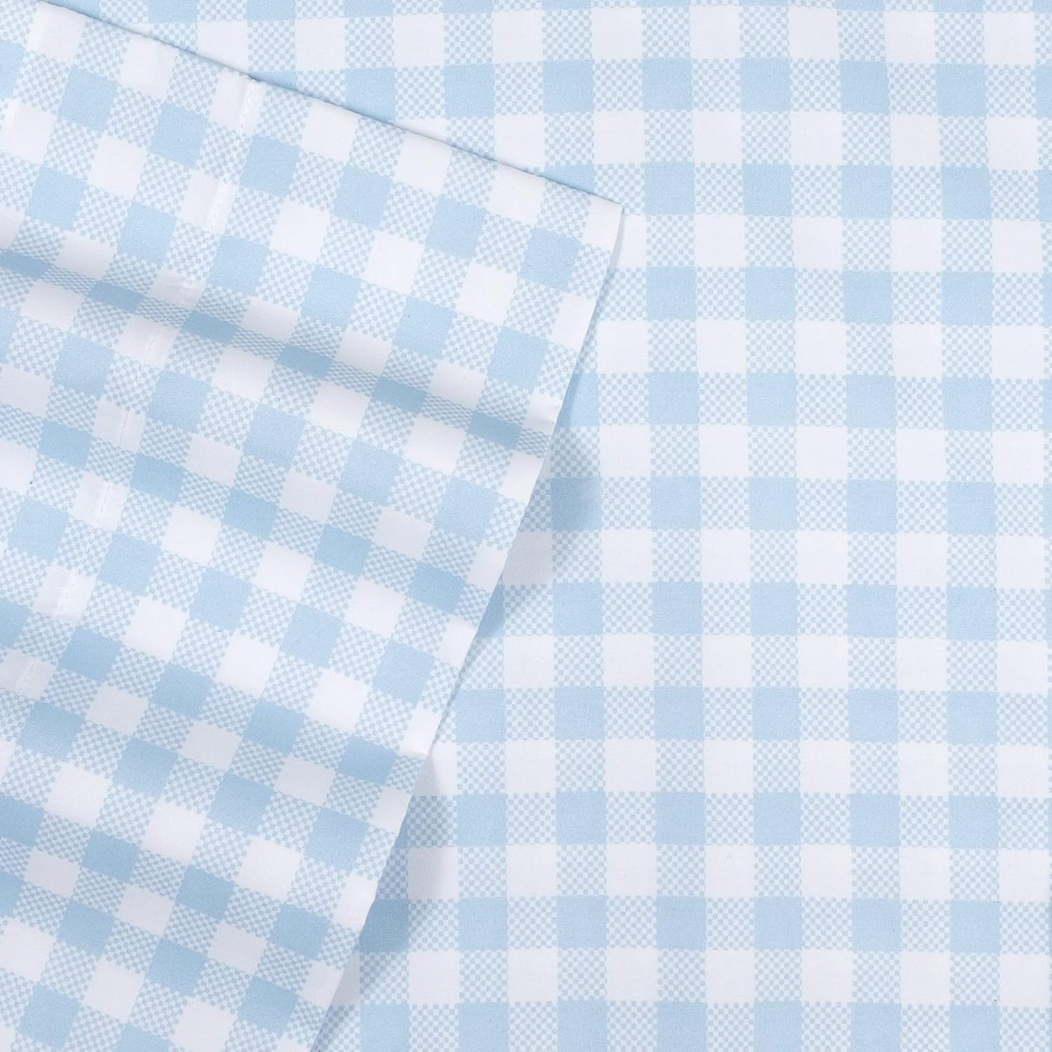 1500 Supreme Kids Bed Sheet Set - Blue Gingham