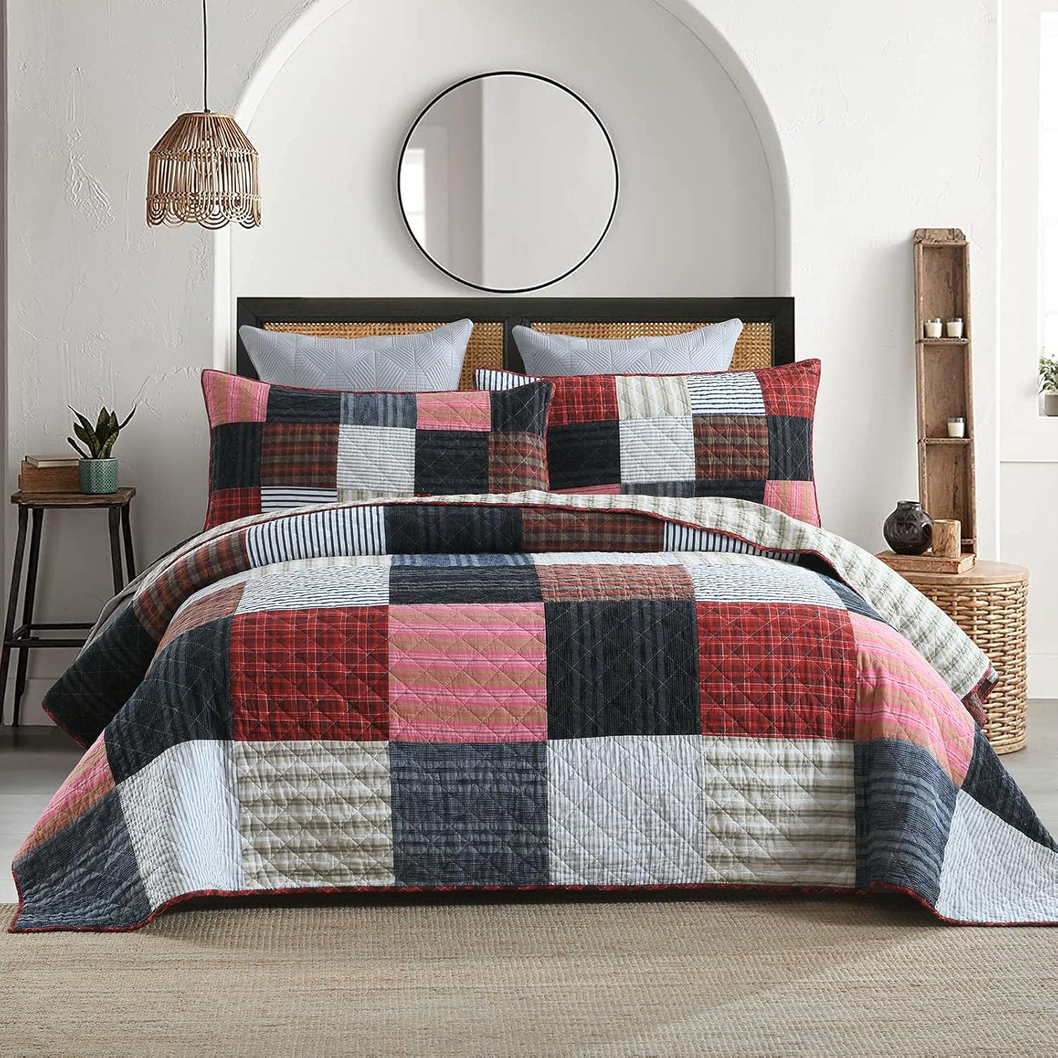 mixinni 100 Cotton Reversible Quilt Set for King Bed