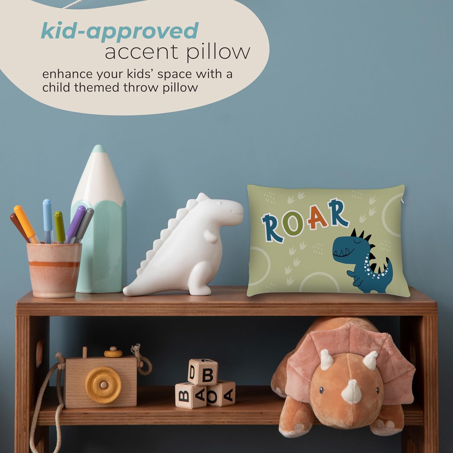 Kids Dinosaur Throw Pillow - Double Sided - Printed in USA